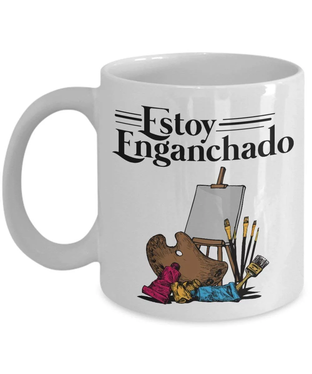 Vintage Estoy Enganchado Painting Mexican Style Painters' Palette Coffee & Tea Gift Mug Stuff For Spanish Speaking Hispanic Men & Women