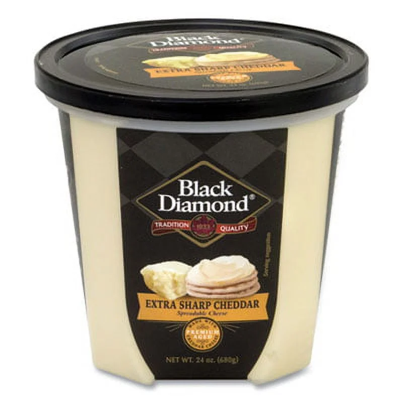 Black Diamond Extra Sharp White Cheddar Cheese Spread, 24 oz Tub, Ships in 1-3 Business Days, Each