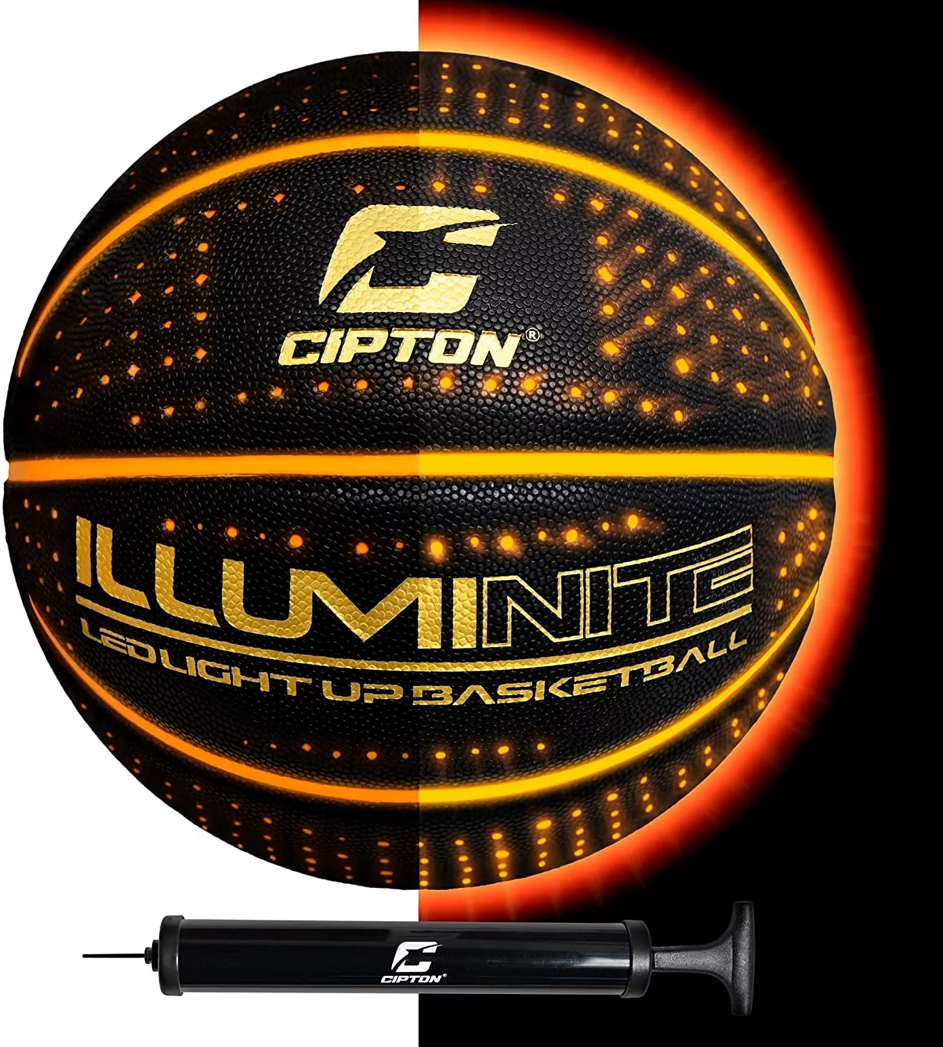 Cipton Light Up Official Size Leather 29.5 Inch Basketball Pump Included