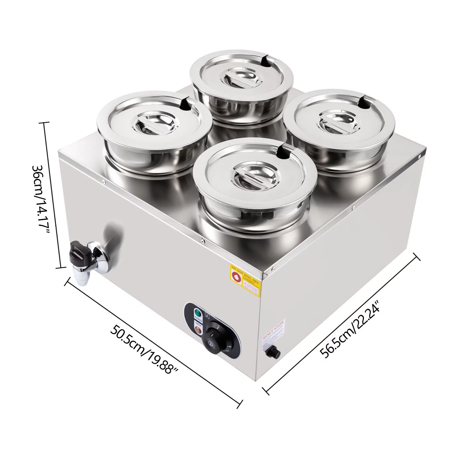 6L/16.8Qt Commercial Food Warmer 16.8 Qt Capacity, Electric Soup Warmer Adjustable Temp.86-185℉, Stainless Steel Countertop Soup Pot with Tap, Food Warmer for Cheese/Hot Dog/Rice