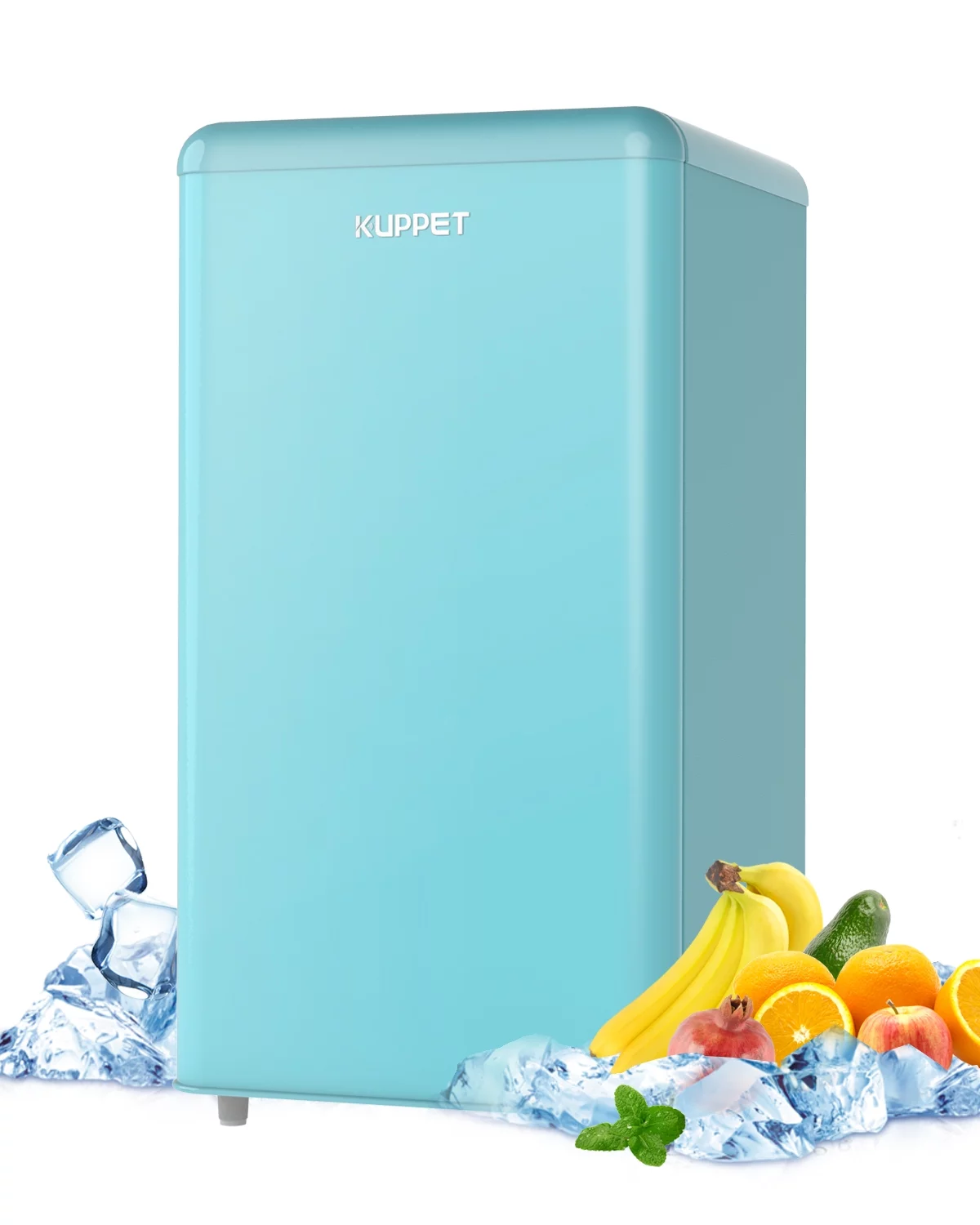 KUPPET Compact Refrigerator, Mini fridge with Thermostat Adjustable for Bedroom, Drom, Apartment, Garage, Office, Single Door Mini Fridge, 3.5 Cu.Ft (Blue)