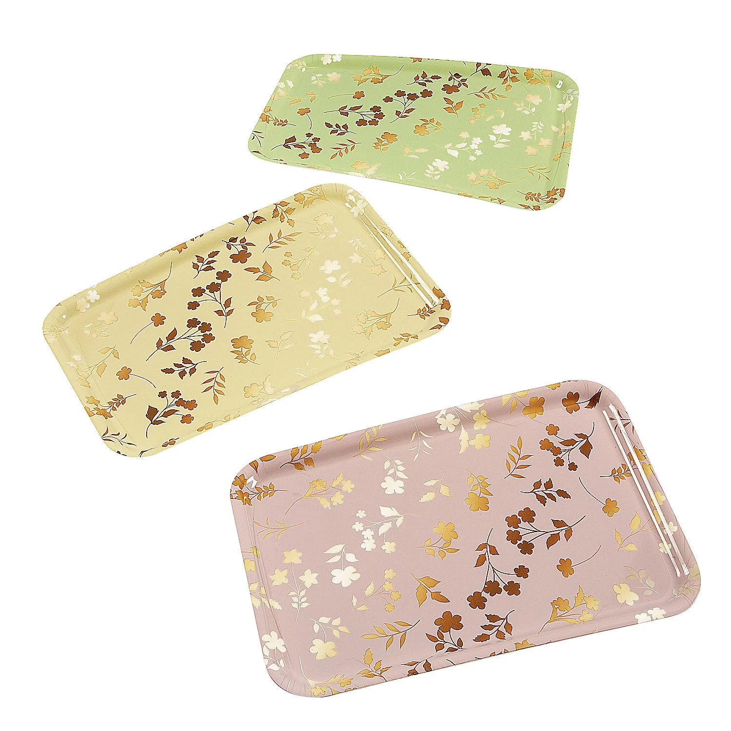 Floral Printed Serving Tray - 3 Pieces