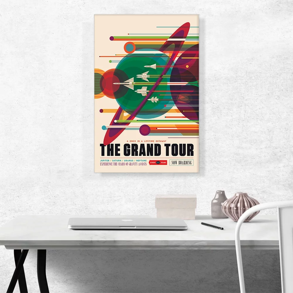 ARTCANVAS The Grand Tour Once In A Lifetime Getaway on the Voyager NASA Poster Canvas Art Print - Size: 26