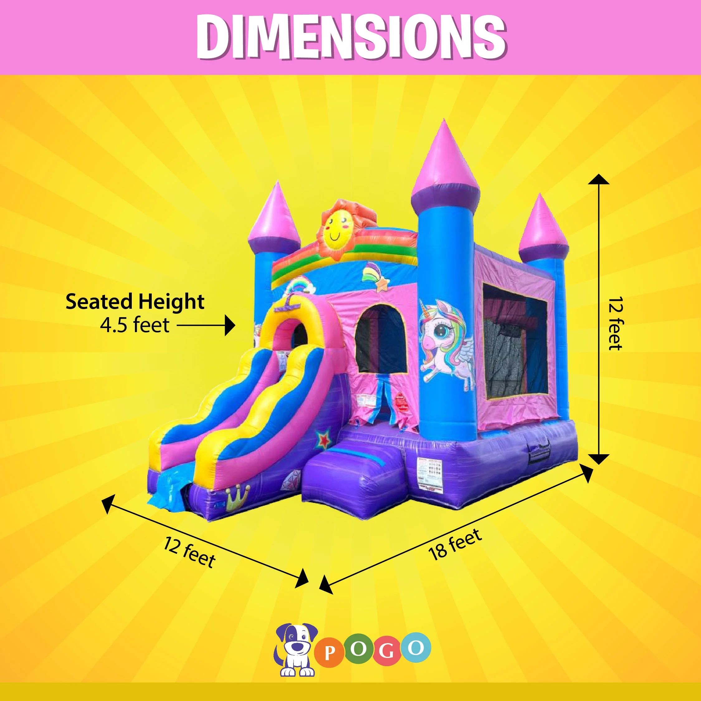 Pogo Bounce House Crossover Bounce House with Slide, Pink Smiley Face