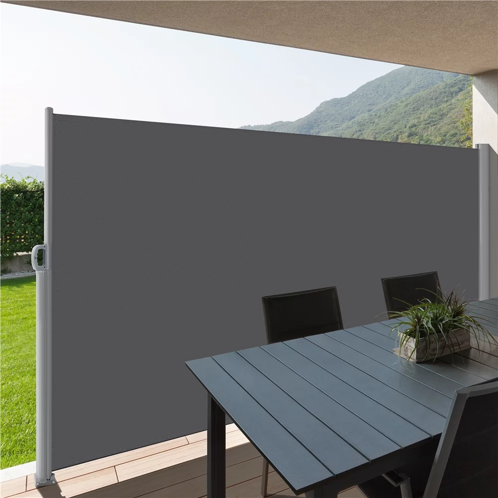 Yaheetech 118 x 71'' Retractable Patio Side Awning, Sun Shade and Wind Screen, Dark Gray