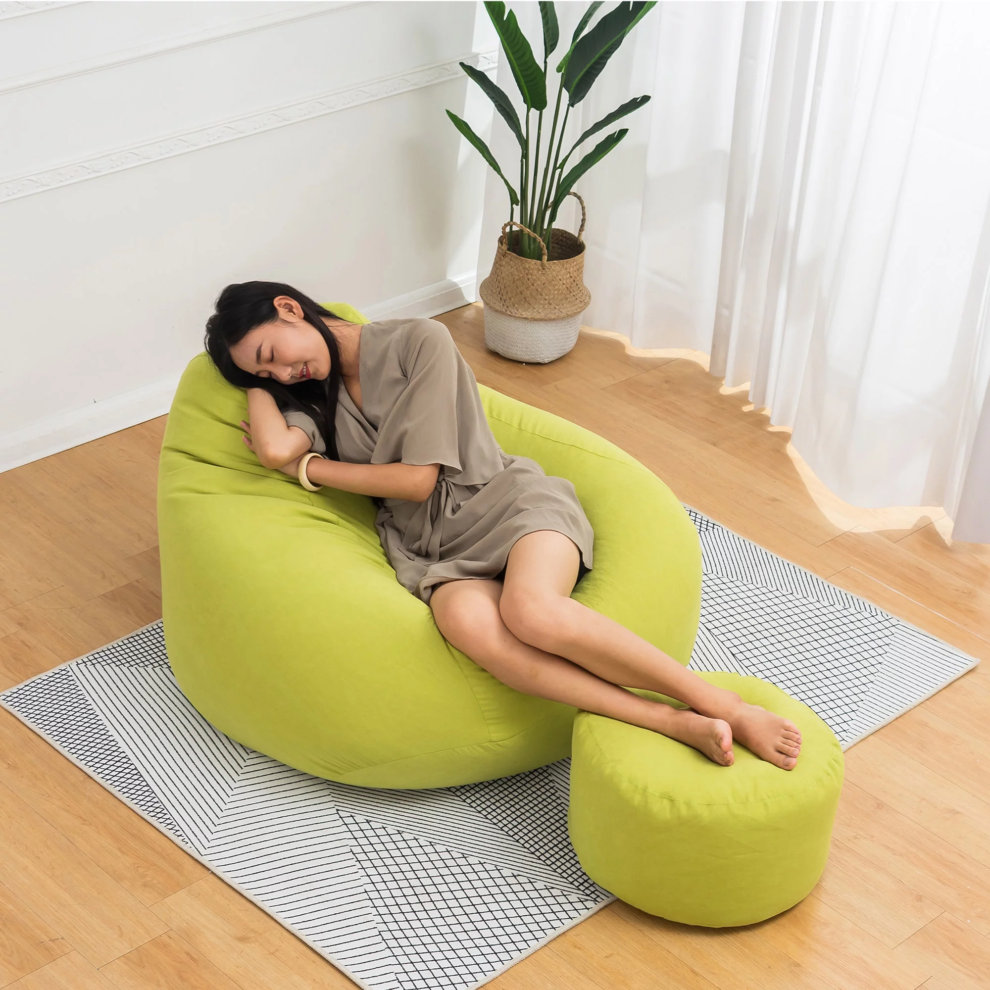 Classic Beanbag Chair Cover Memory Beanbag Detachable Particles Foam Padded Furniture Seat Cover Size 31.5