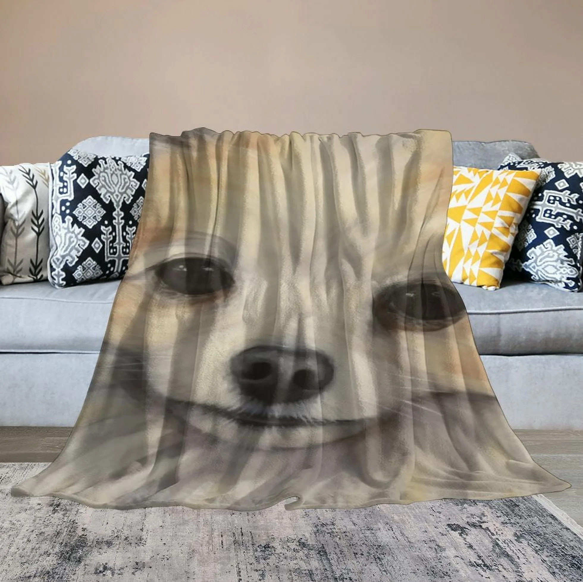 EastSmooth Moving Flannel Blankets,Pomeranian Watercolor Pom Puppy Dog Cute Animal Painting Throw Blanket for Winter Bedroom, Air Conditioning Blanket and Thick Wrinkle-Resistant