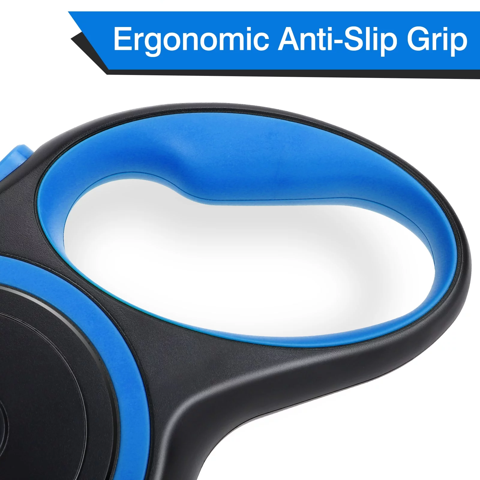 UrbanX Retractable Dog Leash for Pitsky and other Large Mixed Breed Dogs with Anti-Slip Handle. 24ft Strong Nylon Tape; One-Handed Brake, Pause, Lock - Blue