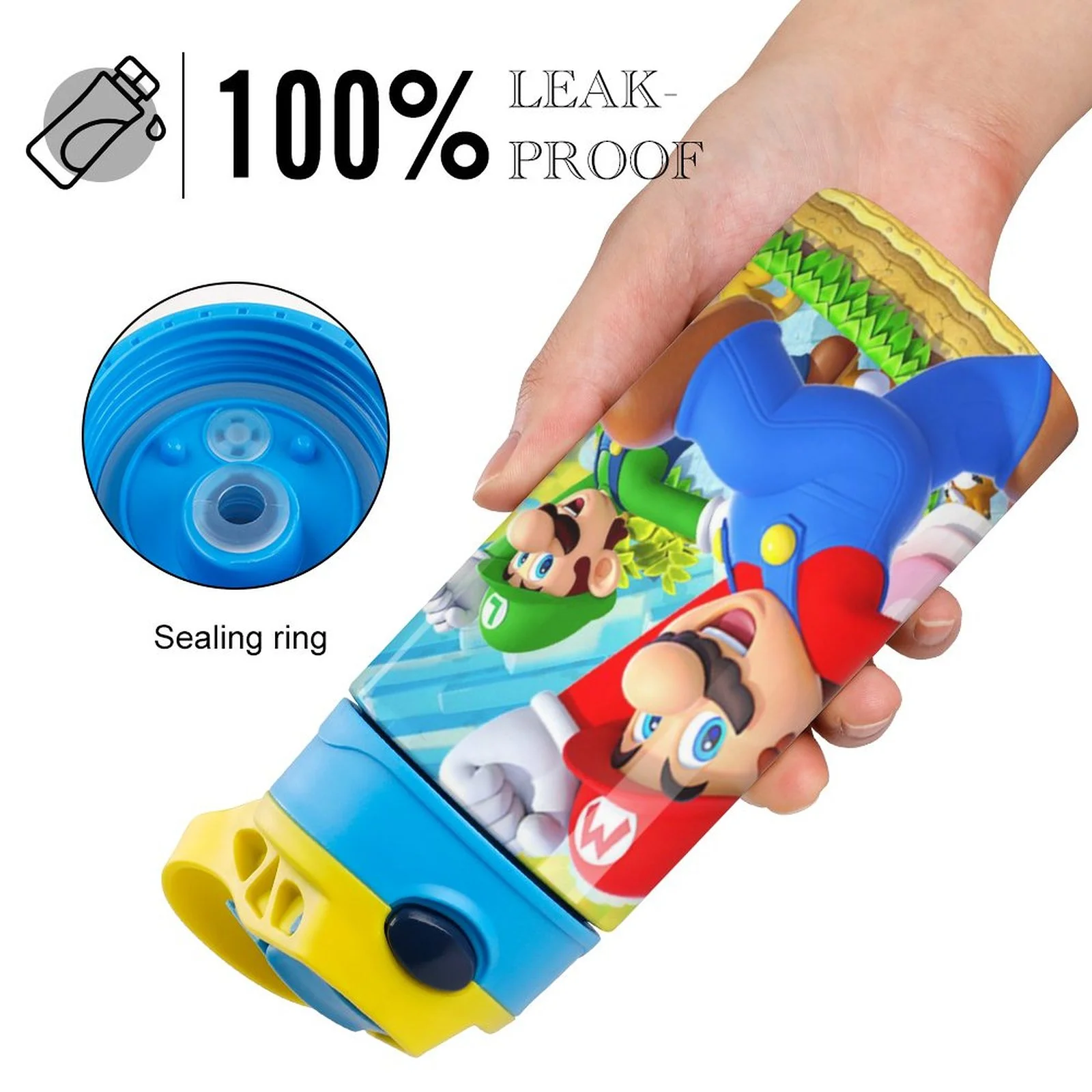 Super Mario Luigi Kid's Insulated Water Bottle With Straw Vacuum Stainless Steel Cup Leak-Proof Children Toddler Thermoses