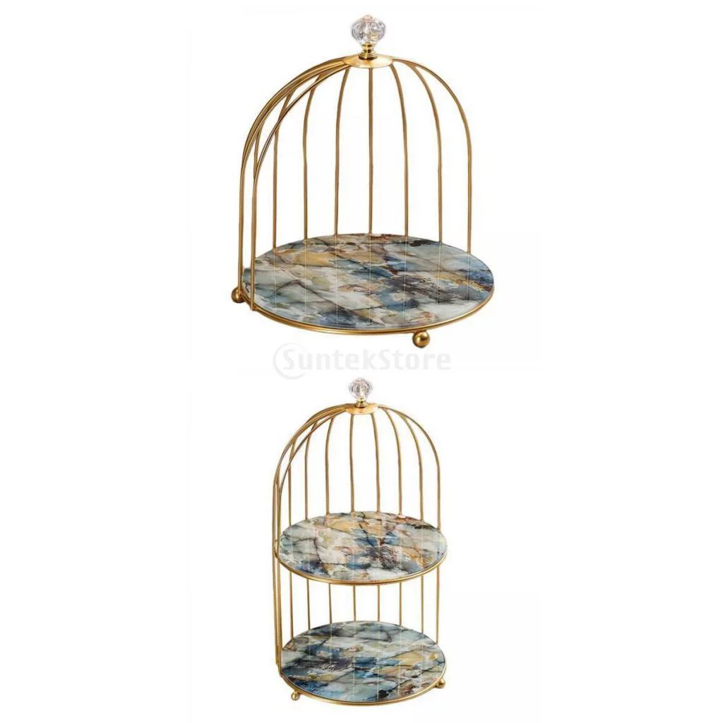 2Pcs Iron Bird Cage Perfume Makeup Holder Organizer Rack Standing Shelf for Bedroom