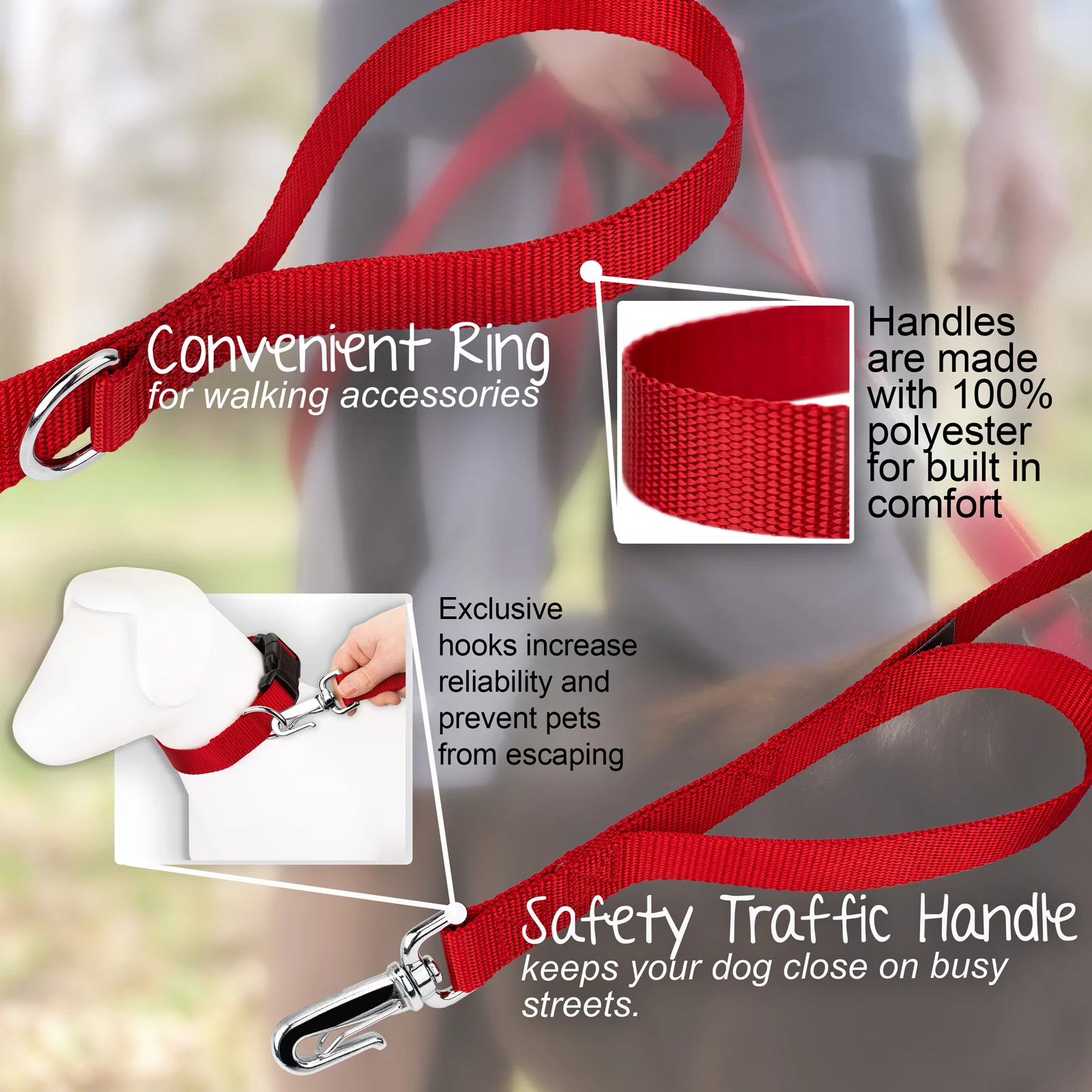 Country Brook Petz® 5/8 inch Flying Free Deluxe Reflective Dog Leash, 6 Foot