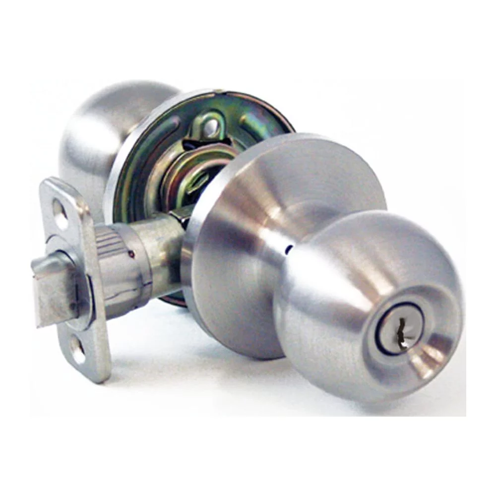Atlas Ball Entry Locking Door Knob, Satin Nickel