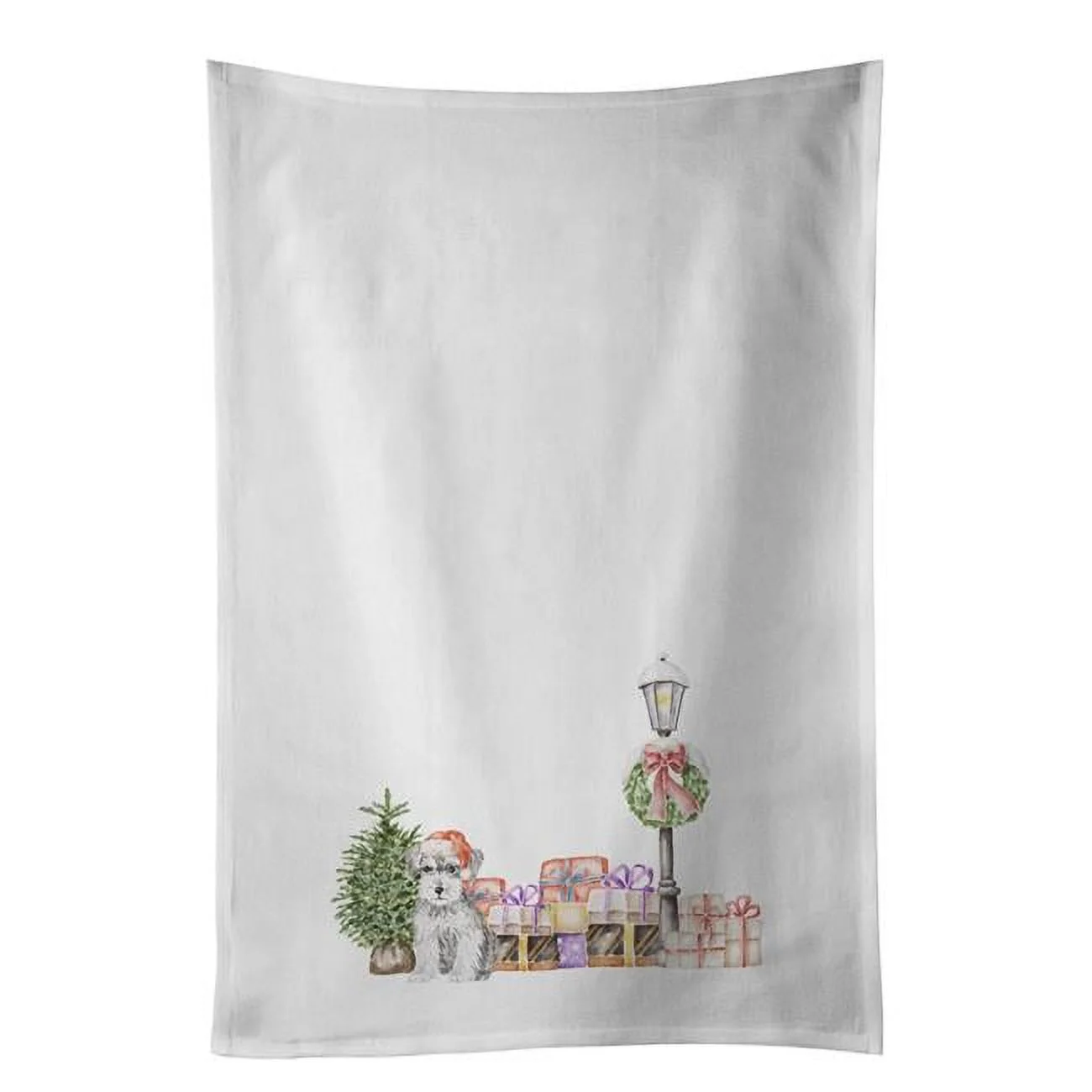 28 x 19 in. Unisex Schnauzer Puppy Salt & Pepper White Dish Towels Kitchen Towel - Set of 2