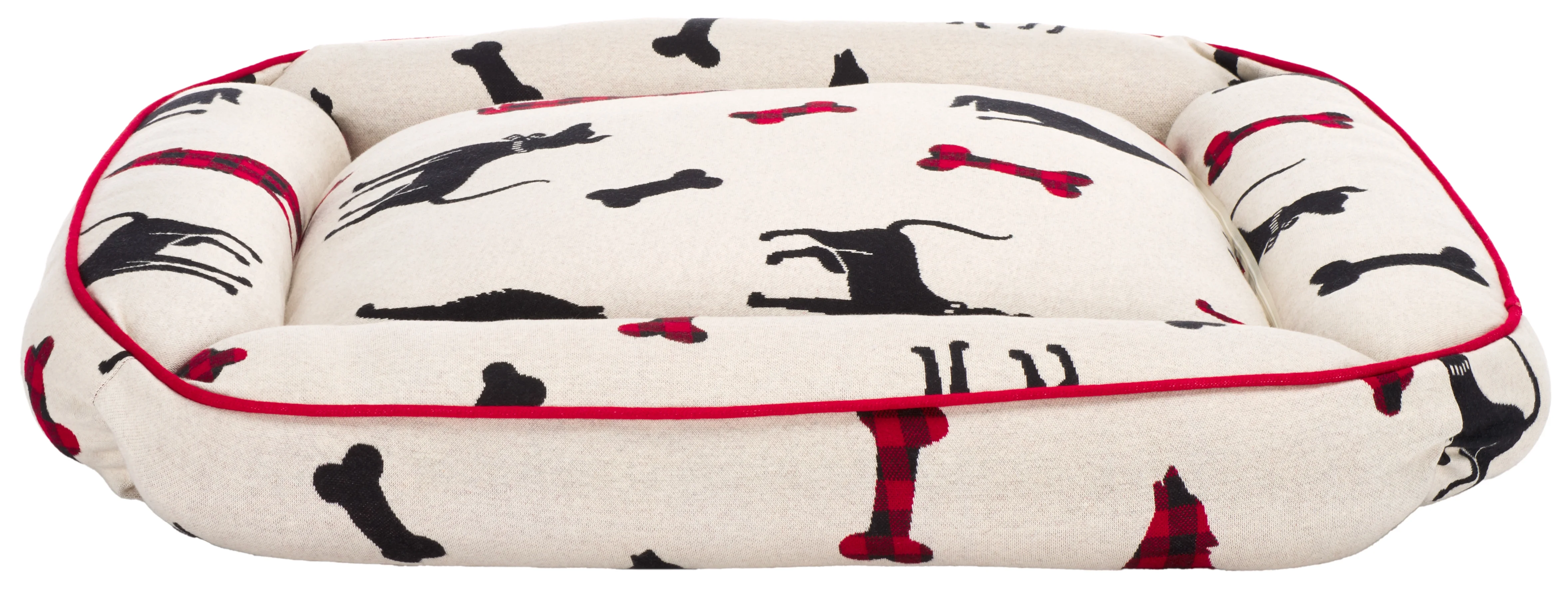 SAFAVIEH Raddax Regular Pillow Style Dog Bed, Ivory/Red