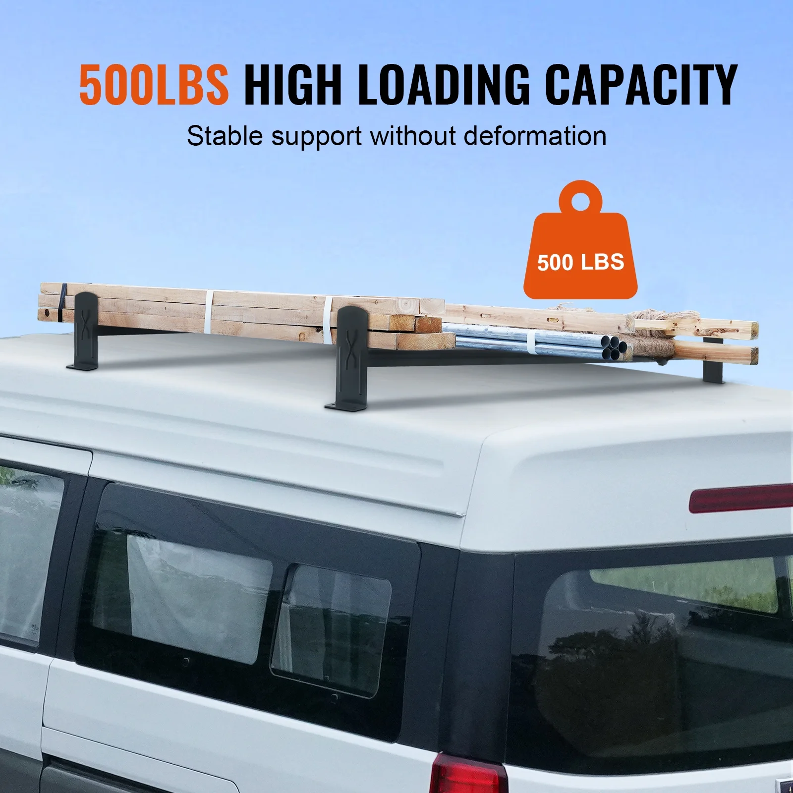 BENTISM 2 Bars Van Roof Ladder Rack 500 lbs Adjustable 35.8