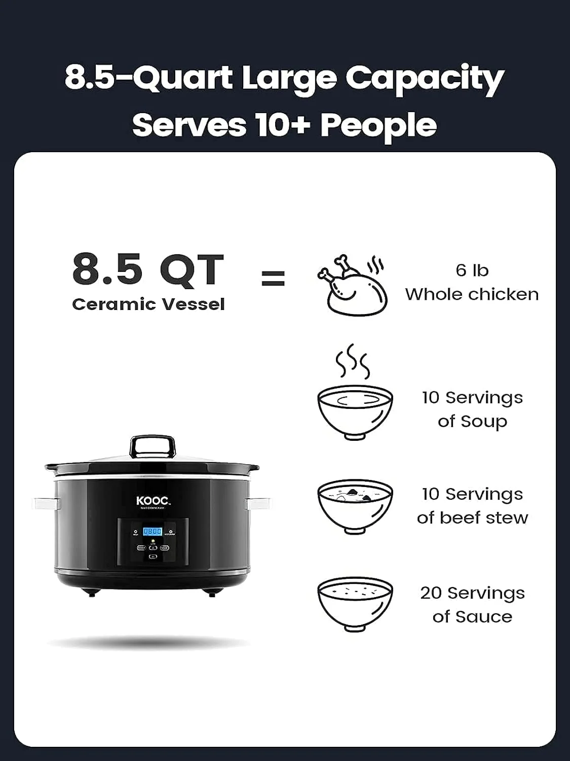 [Bundle Group] YONG Programmable Slow Cooker 8.5-Quart (with 5 Bonus Free Liners) + Additional 3 Pack of 30 Liners for Easy Clean-up, Upgraded Pot, Adjustable Temp, Nutrient Loss Reduction