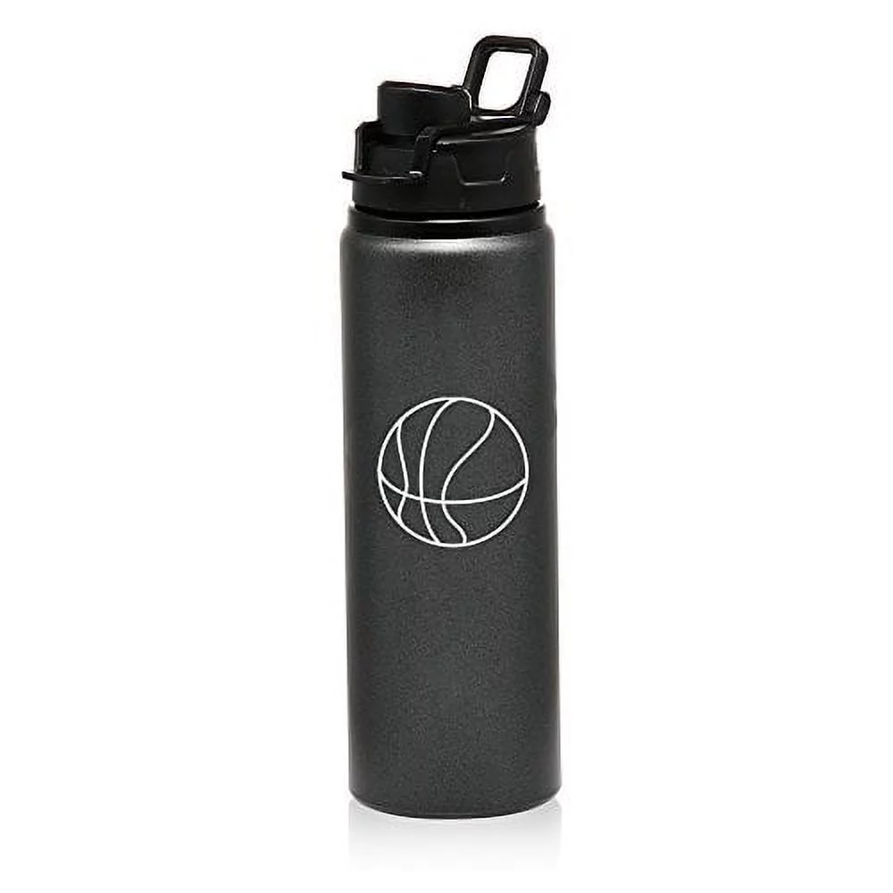 25 oz Aluminum Sports Water Travel Bottle Basketball (Charcoal)