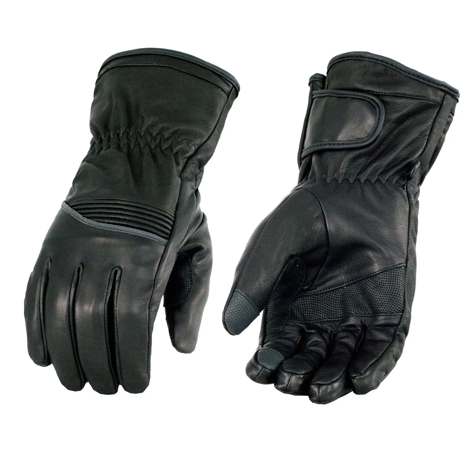 Milwaukee Leather MG7551 Men's Black Cowhide Leather Gauntlet Motorcycle Hand Gloves W/ i-Touch Screen and Waterproof 4X-Large