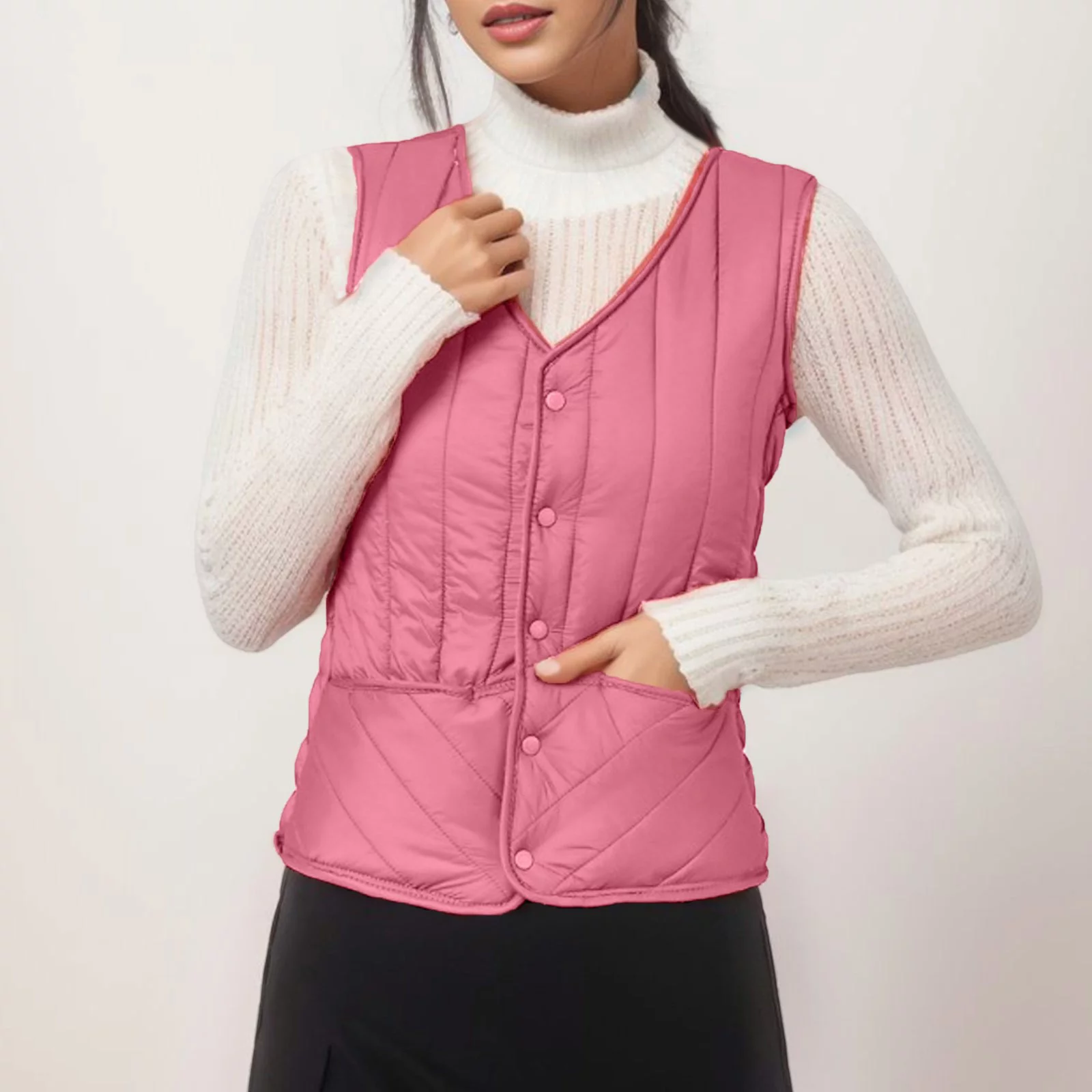 PMUYBHF Women Rain Jacket Lightweight With Hood Women Fashion Winter Vest Full Zipper stand up Collar Thickened and Velvet Outdoor Sleeveless Jacket Sleeveless Vest Womens Lightweight Jackets