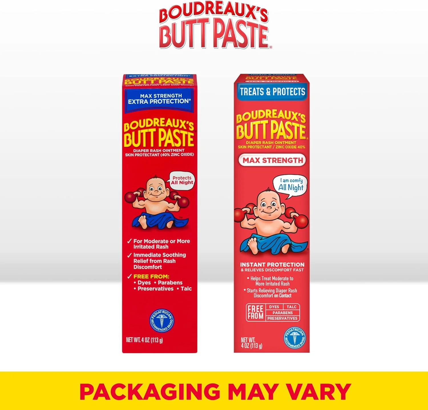 Boudreaux's Butt Paste Maximum Strength Diaper Rash Ointment, 4 Ounce , (Pack of 3) 4 Ounce (Pack of 3)