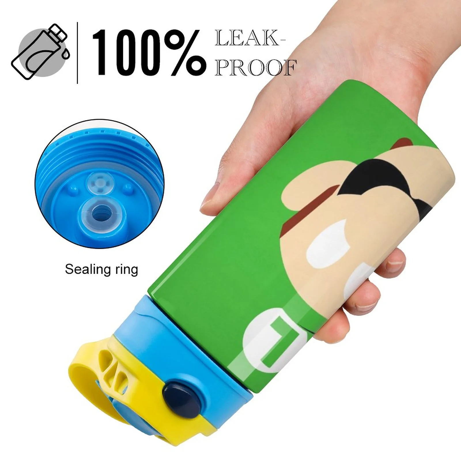 Luigi's Mansion Cartoon Kid's Insulated Water Bottle With Straw Vacuum Stainless Steel Cup Leak-Proof Children Toddler Thermoses