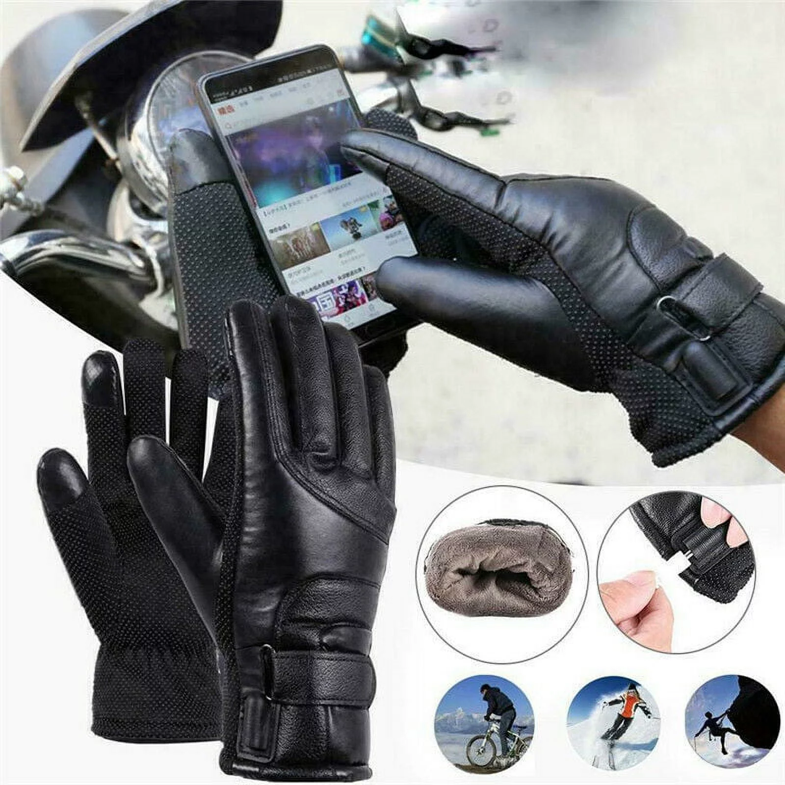 Morttic Unisex Electric Heated Gloves, 3 Heated Setting Touch Screen Winter Warm Waterproof Gloves for Cycling,Motorcycle Outdoor Sport