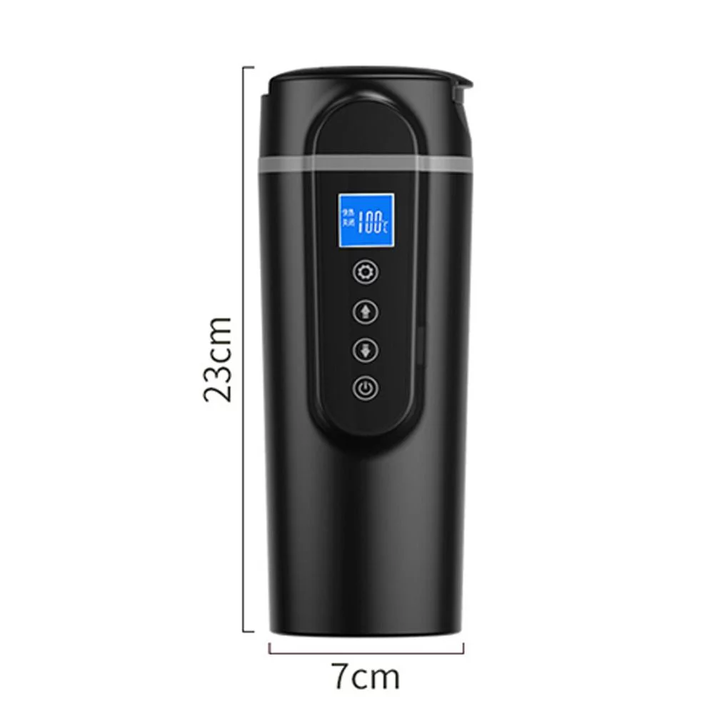 Portable 12V Thermos Van Tea Coffee Mug Electric Thermal Flask Heating Cup Car Accessories WHITE SMALL SCREEN
