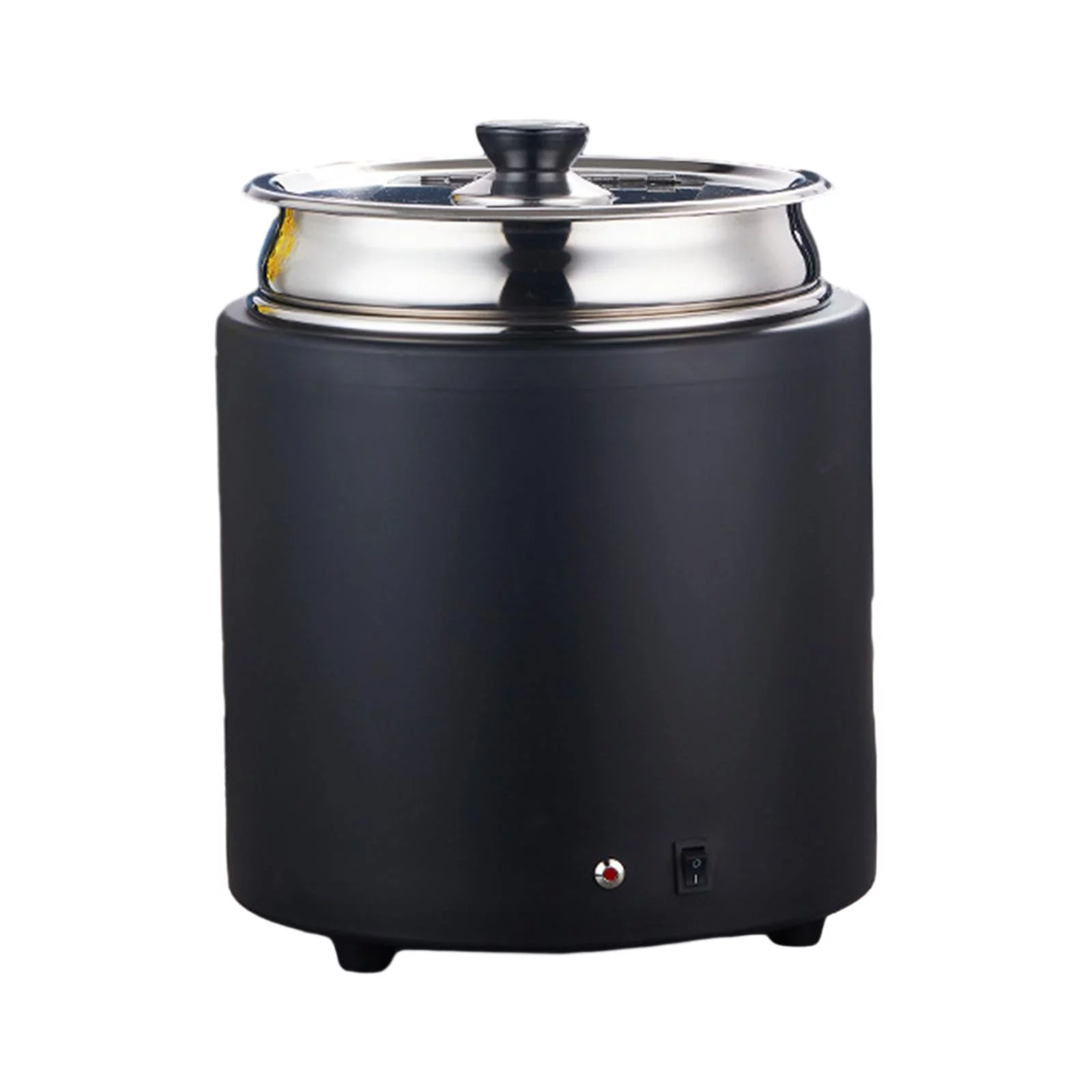 Breakfast Soup Porridge Pot Electric Stainless Steel Soup Pot Multipurpose Hotel Buffet Soup Pot for Porridges Large Families Commercial Use Black