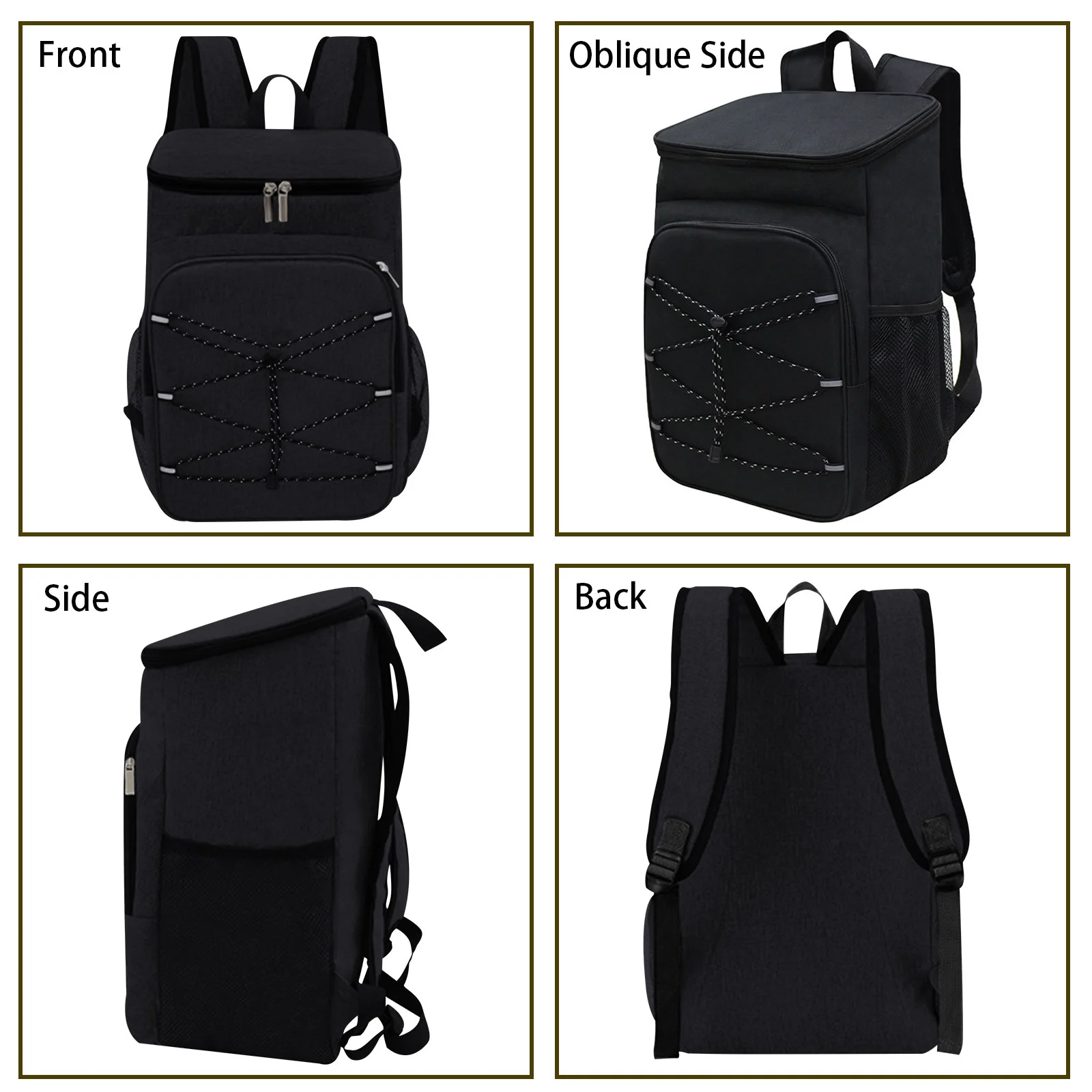 Vaupan Black Insulated Backpack Cooler Bag, Keep Warm and Keep Cold Leak Proof Cooler Waterproof Lunch Bag, Lightweight Backpack Suitable for Unisex Camping Hiking Travel Picnic Beach Trip (1 Pcs)