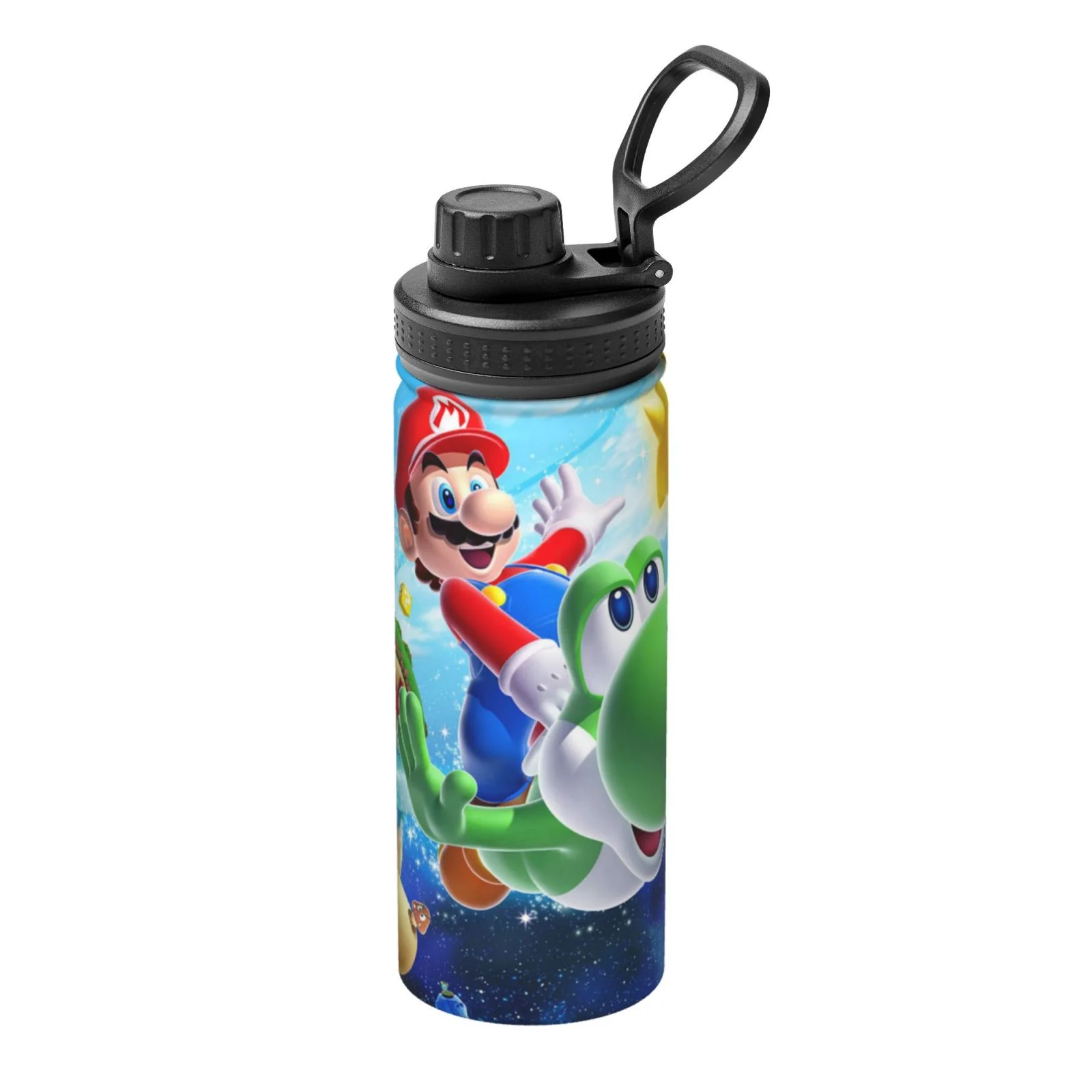 Super Mario Galaxy Unisex Sports Insulated Water Bottles Kettle Stainless Steel Portable Cup 18OZ For School Travel Gym Running