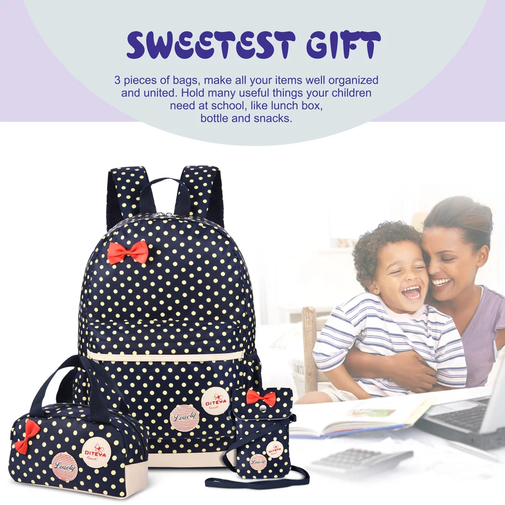 Chic Nylon Backpack Set 3-in-1 Shoulder Bags Casual Student Daypack