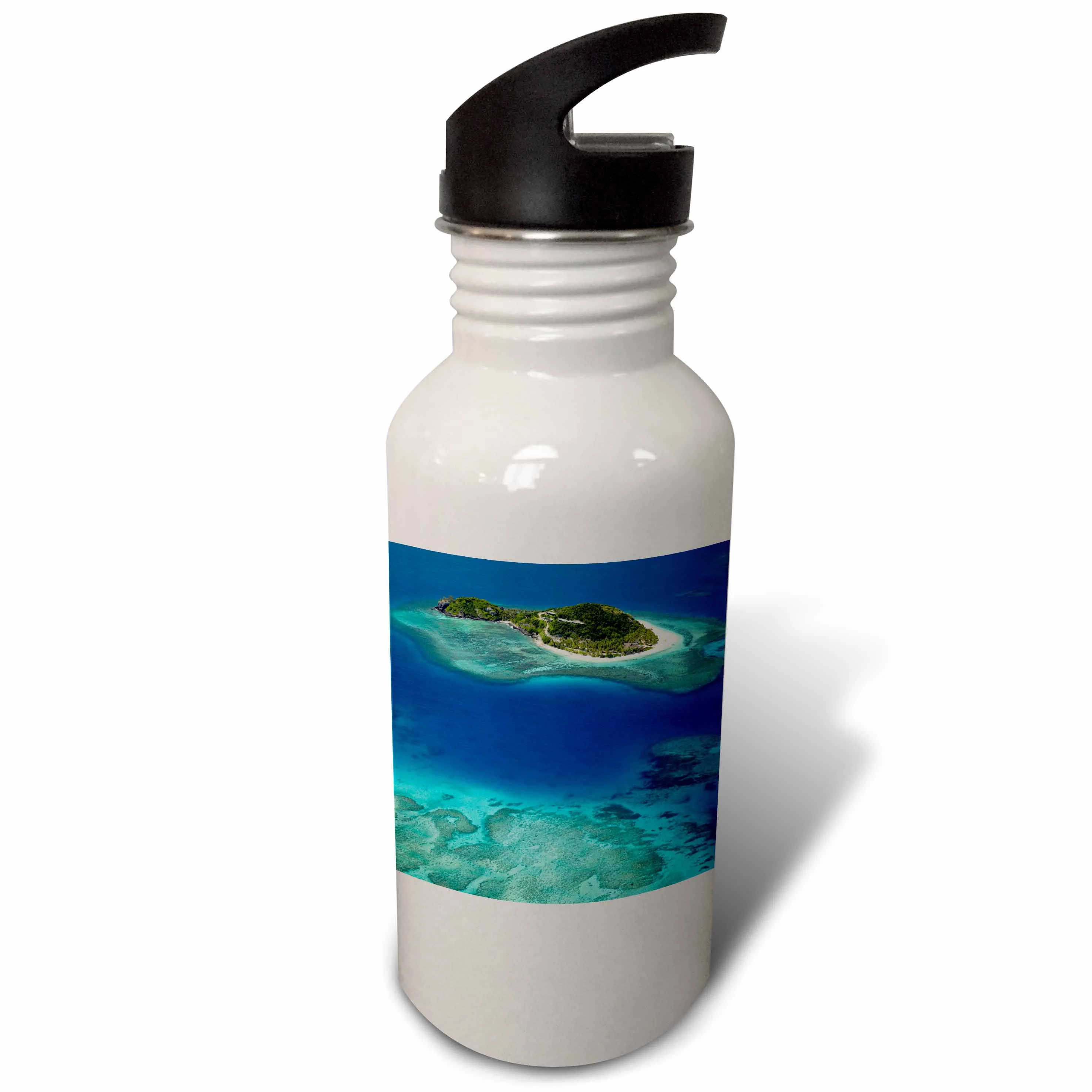 Matamanoa Island, coral reef, Mamanuca Islands, Fiji - OC01 DWA0165 - David Wall 21 oz Sports Water Bottle wb-140577-1
