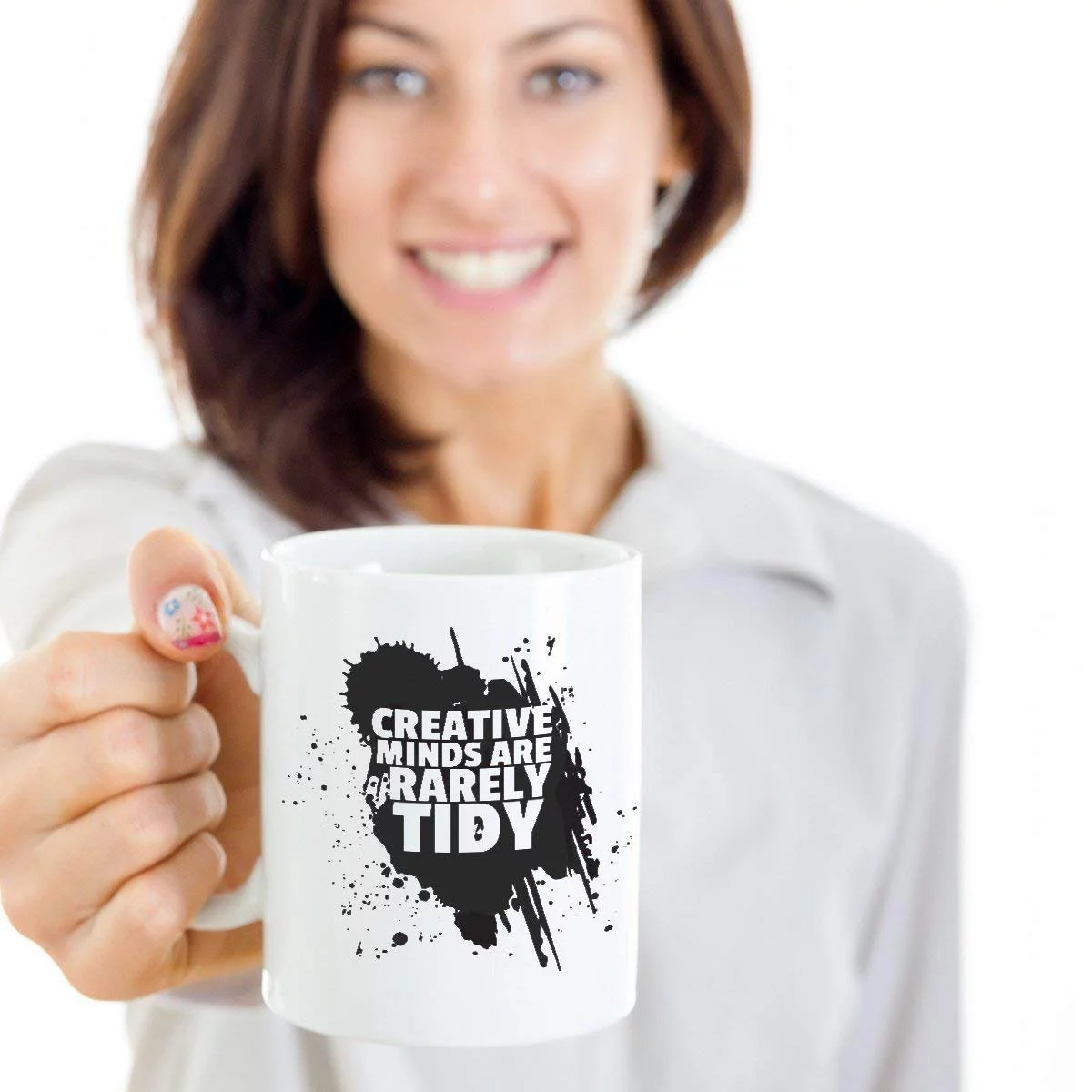 Creative Minds Are Rarely Tidy Black Paint Splatter Designed Coffee & Tea Gift Mug, Birthday Party Gifts & Accessories for Artists, Junior Artist, Painter and Men & Women Art Teacher (15oz)
