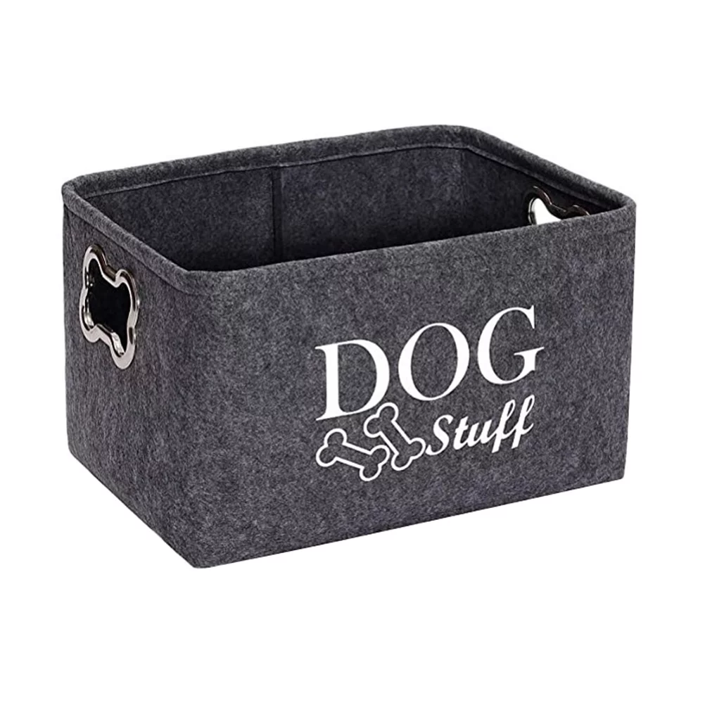 OUNONA Dog Storage Toys Basket Pet Box Container Boxes Baskets Bin Small Dogs Handle Food Collapsible