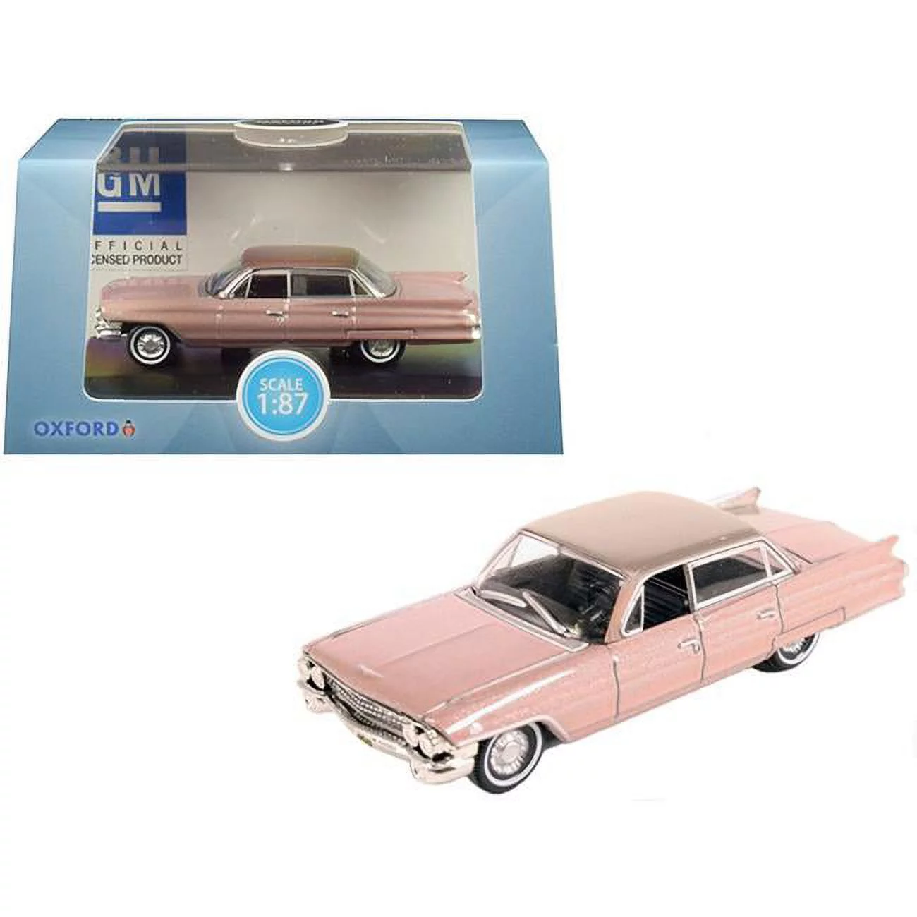Oxford Diecast 87CSD61001 1961 Cadillac Sedan DeVille Metallic Pink 1-87 HO Scale Diecast Model Car