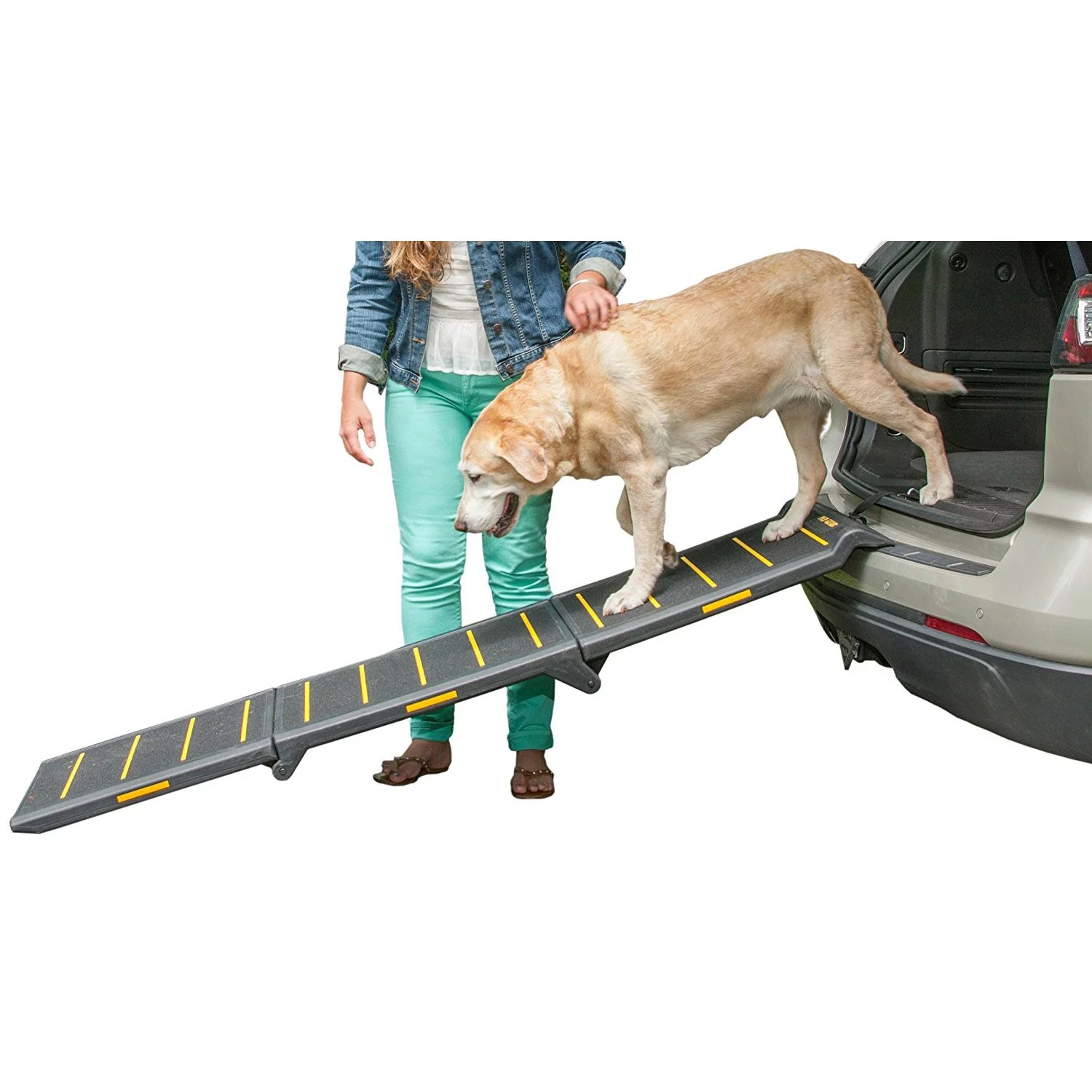 Pet Gear PG9300RF Reflective Tri Fold Skid Resistant Vehicle Extra Wide Pet Ramp