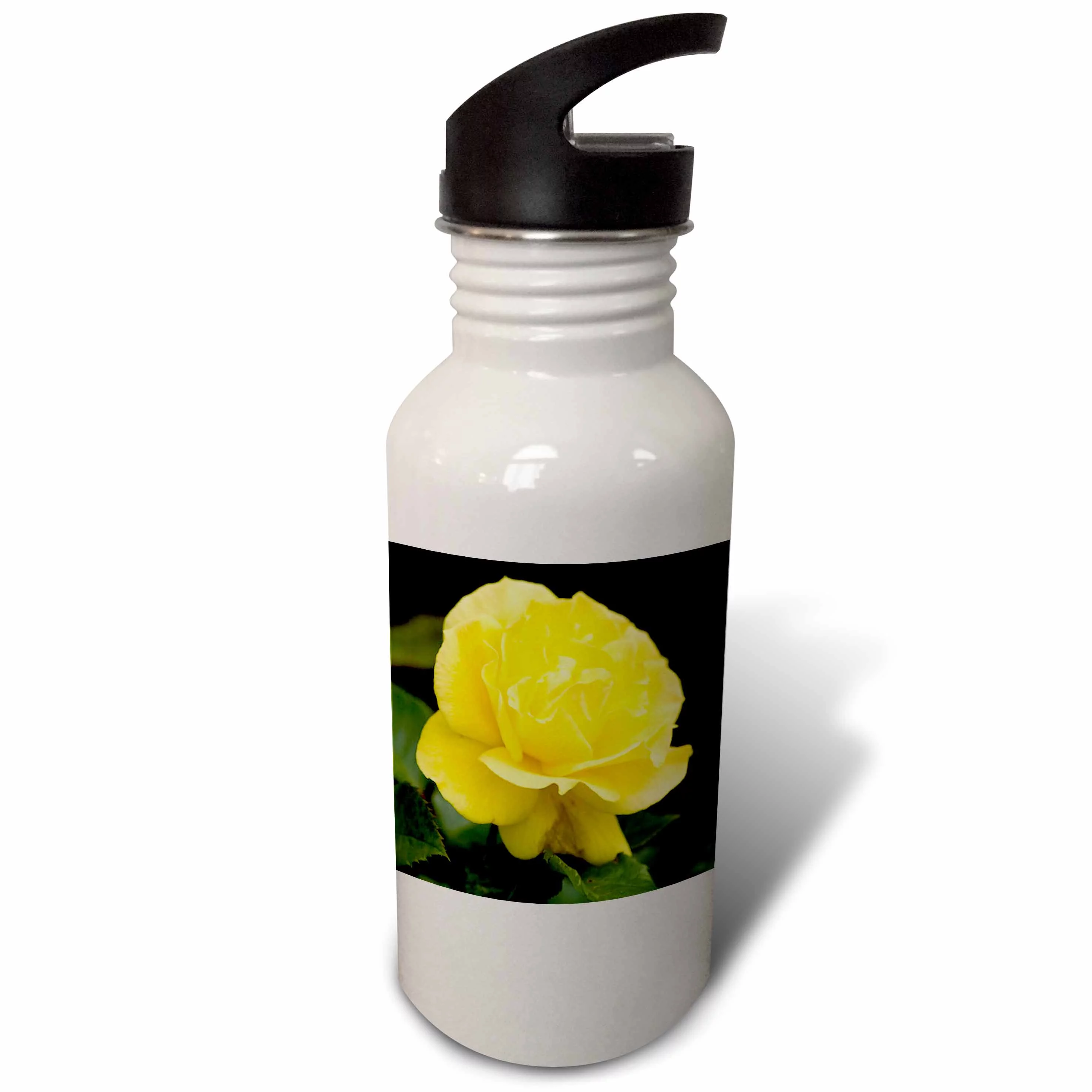 One Yellow Rose - rose, roses, yellow rose, yellow roses, birth flowerjune, joy, friendship 21 oz Sports Water Bottle wb-46881-1