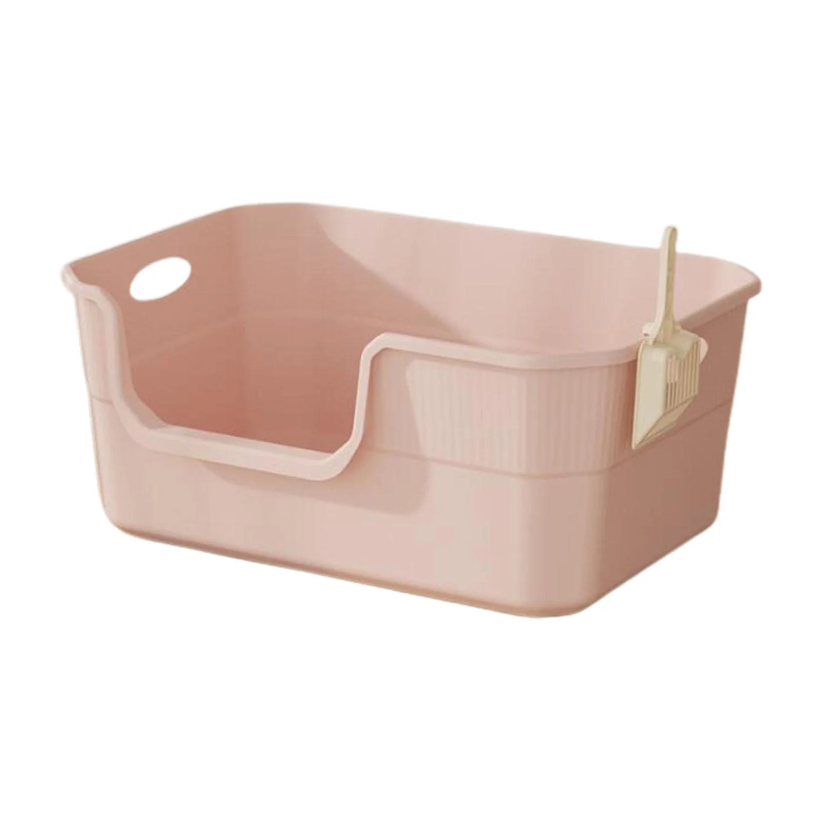 FITYLE Cat Toilet Sand Box Cats Toilet Bedpan with Hollow Handles U Shape Lowered Front for Small and Large Cats