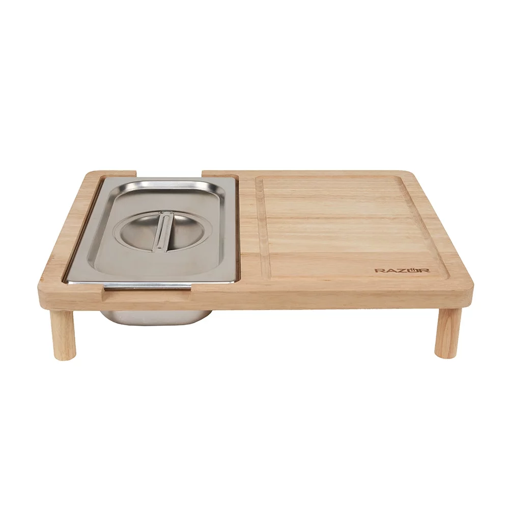 Razor Multi Use Griddle Board For Food Prep W/ Stainless Steel Container & Legs