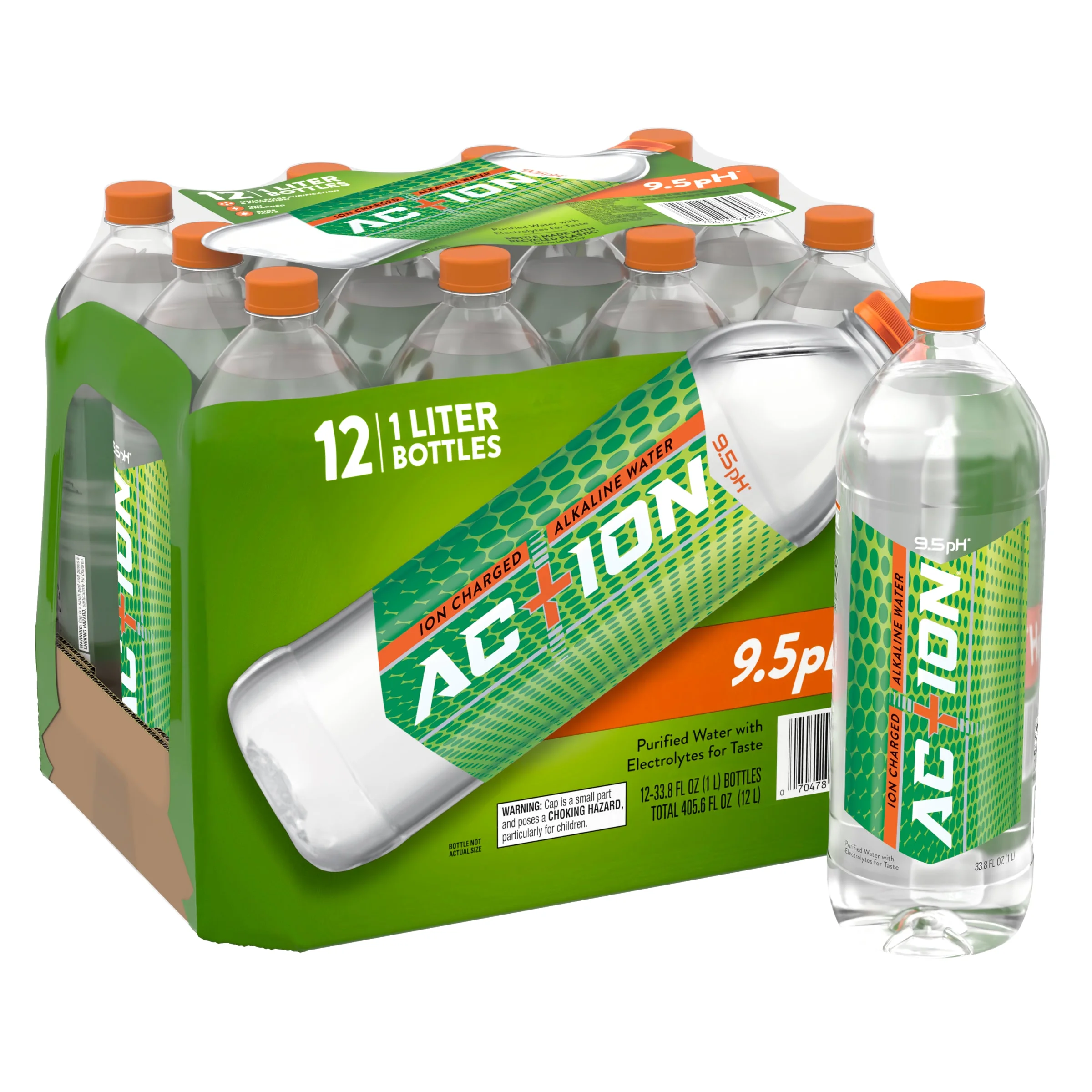 AC+ION, Ion Charged Alkaline Water, 1 Liter, Water Bottle, 12 Count