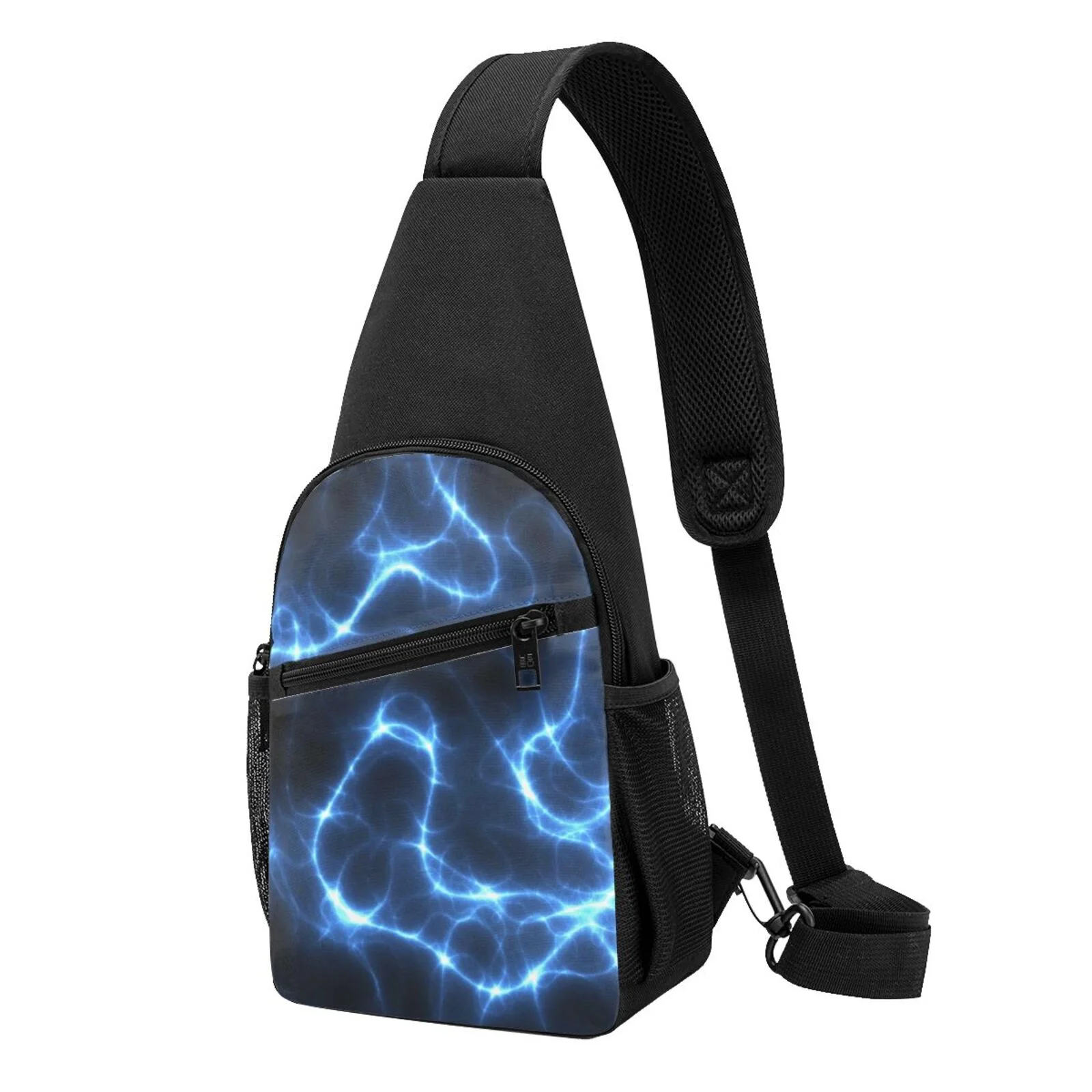 Balery Blue Lightning Chest Pack,Small Sling Bag For Women Men,Crossbody Bags For Travel Hiking Running Sports