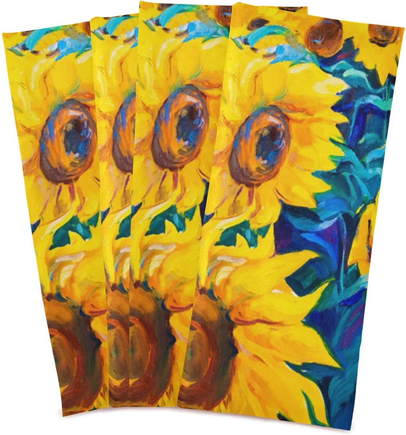 GZHJMY Sunflowers Original Oil Painting Kitchen Towels Set of 4 Dishcloths Hand Towels Tea Towels Ultra Absorbent for Cleaning Washing Drying Dishes Tableware 28'' x 18''