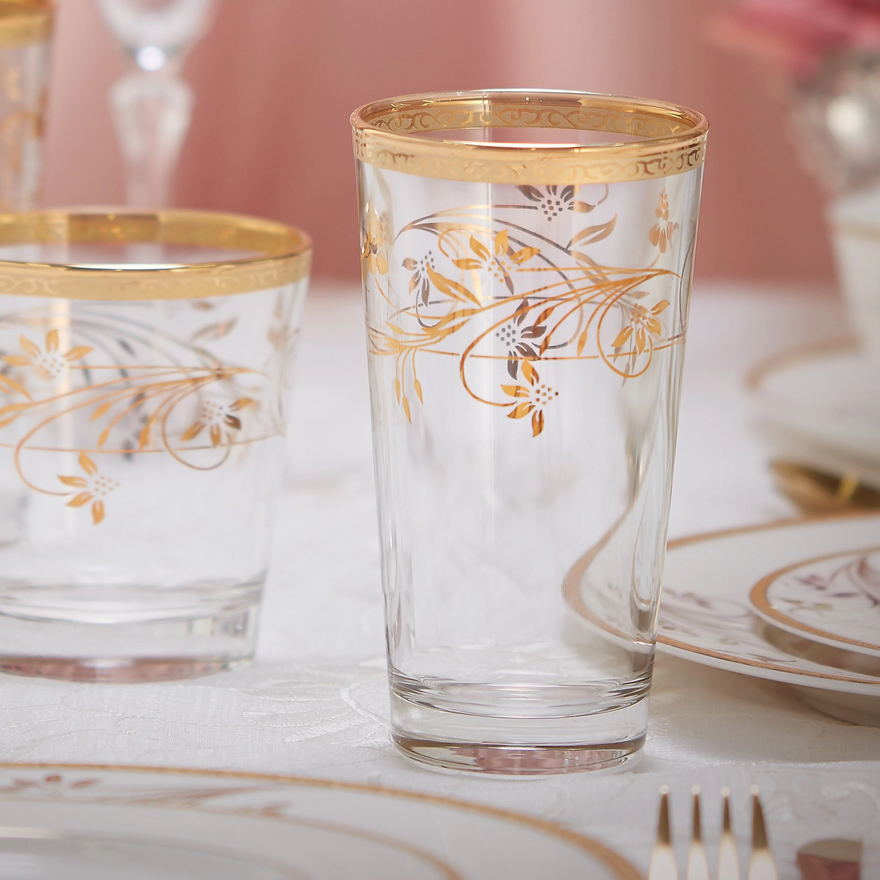 Lorenzo Import Company, LLC Lorren Home Trends Rosalia Flower High Ball, Set of 4