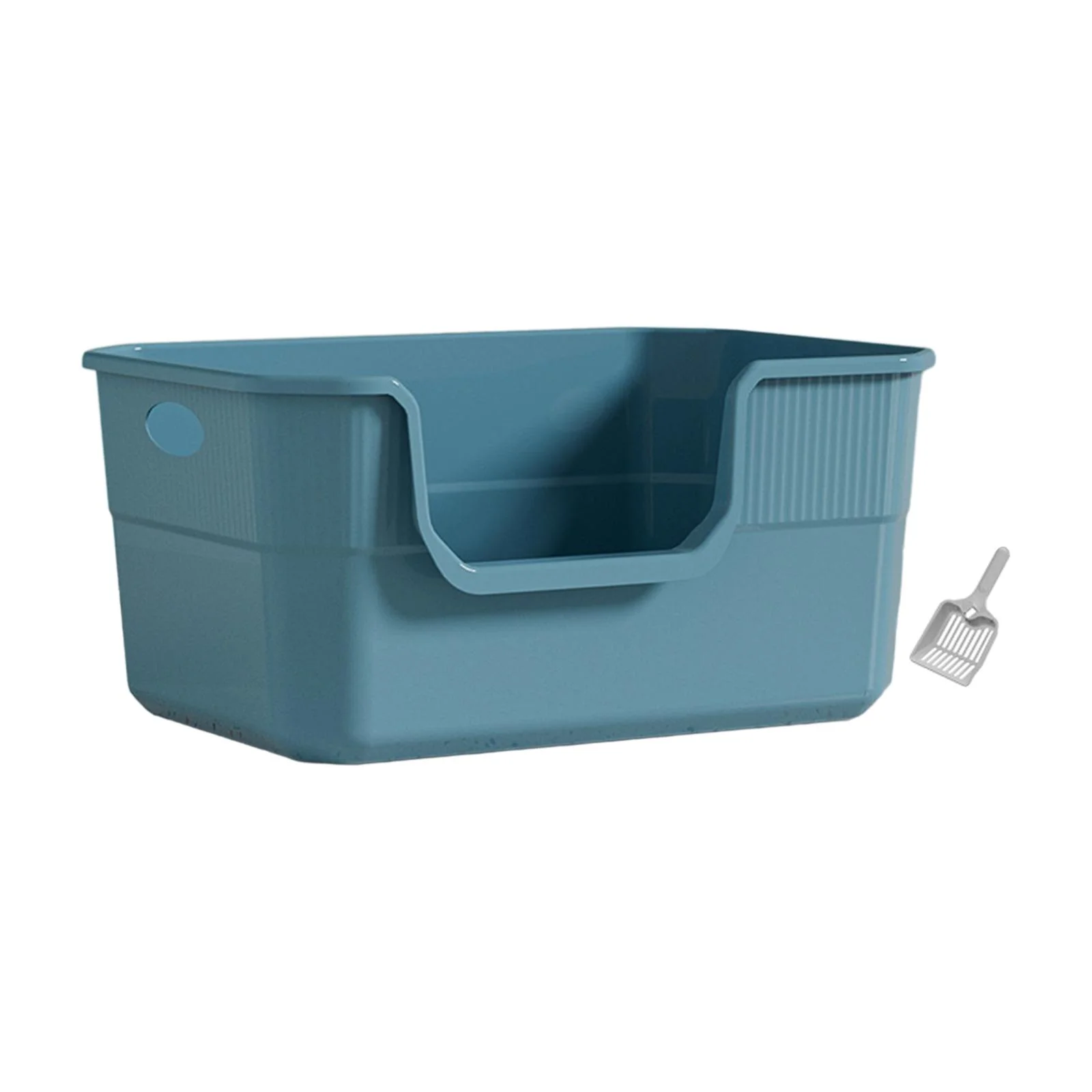 FITYLE Cat Litter s Toilet Sandbox Portable Pet Supplies Easy to Clean Kitten Toilet U Shape Lowered Front Sifting Litter Tray blue