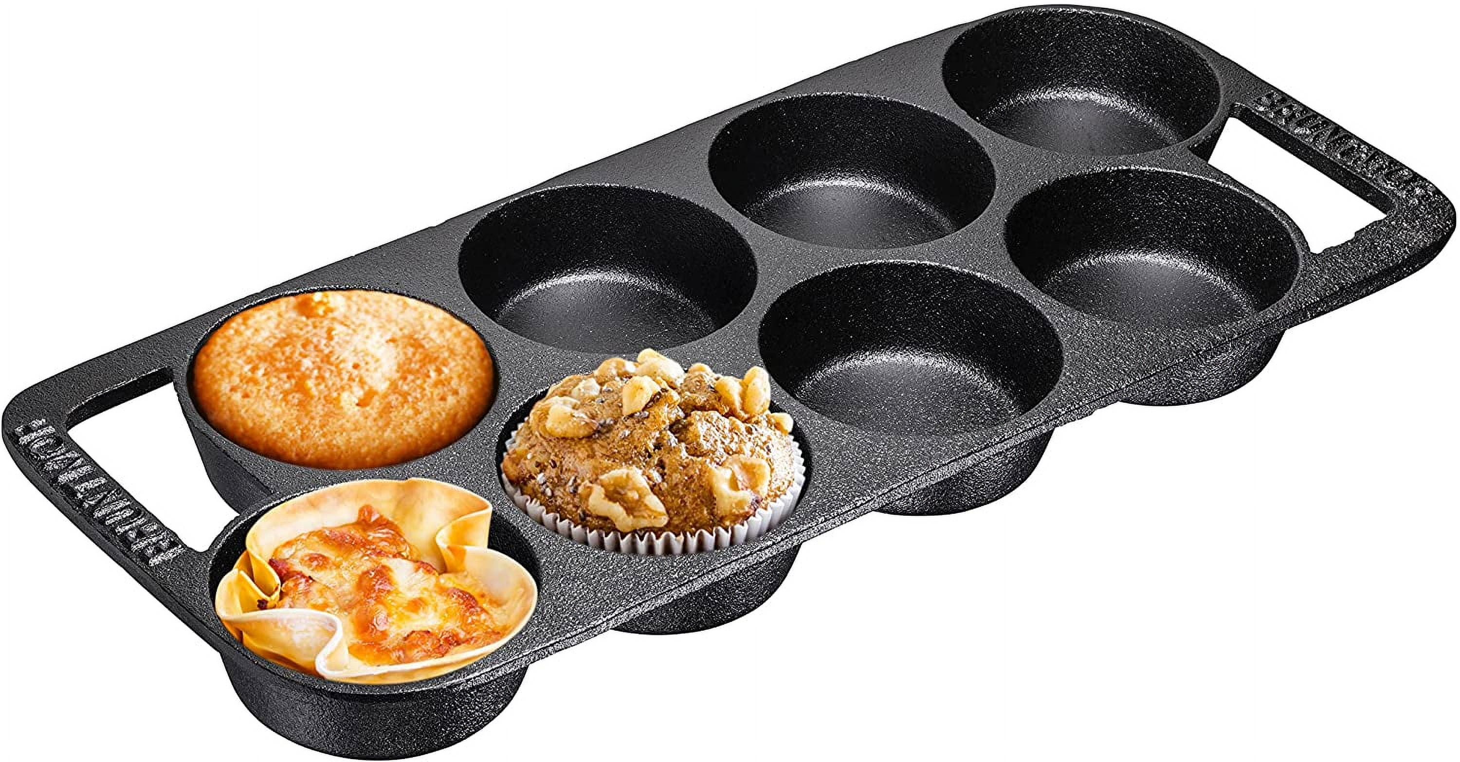 Pre-Seasoned Cast Iron Cake Pan for Baking Biscuits - 8-Cup Biscuit Pan With Helper
