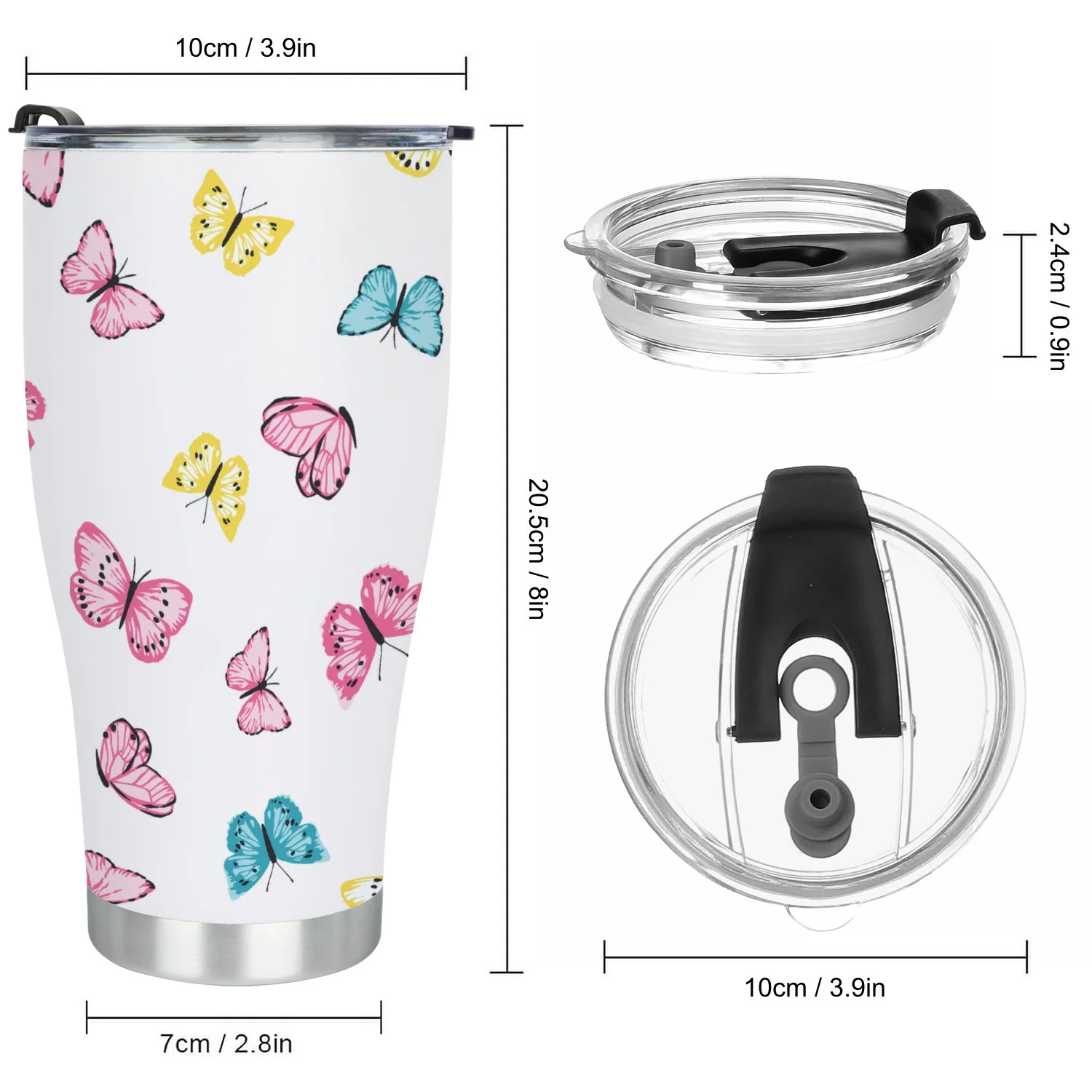 Hidove Stainless Steel Tumbler, Pattern Butterfly 30oz Leak Proof & Stainless Steel Bottle for Hot & Cold Drinks - Coffee Travel Mug, Water Metal Canteen, Thermal Cup