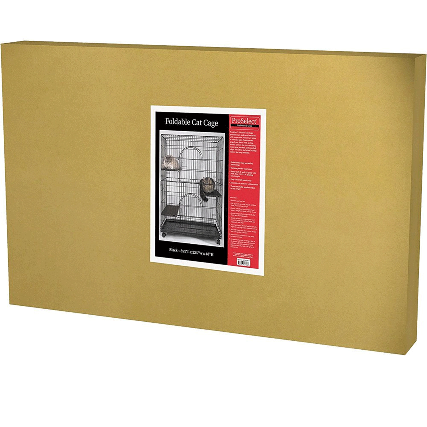 Proselect PS Foldable Cat Cage 35.5Lx24Wx48 Blk