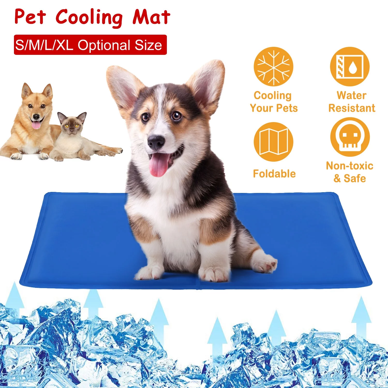 Cooling Mat for Dogs iMounTEK Foldable Pressure Activated Gel Dog Cooling Mat for Kennels Crates Beds Car Seats S