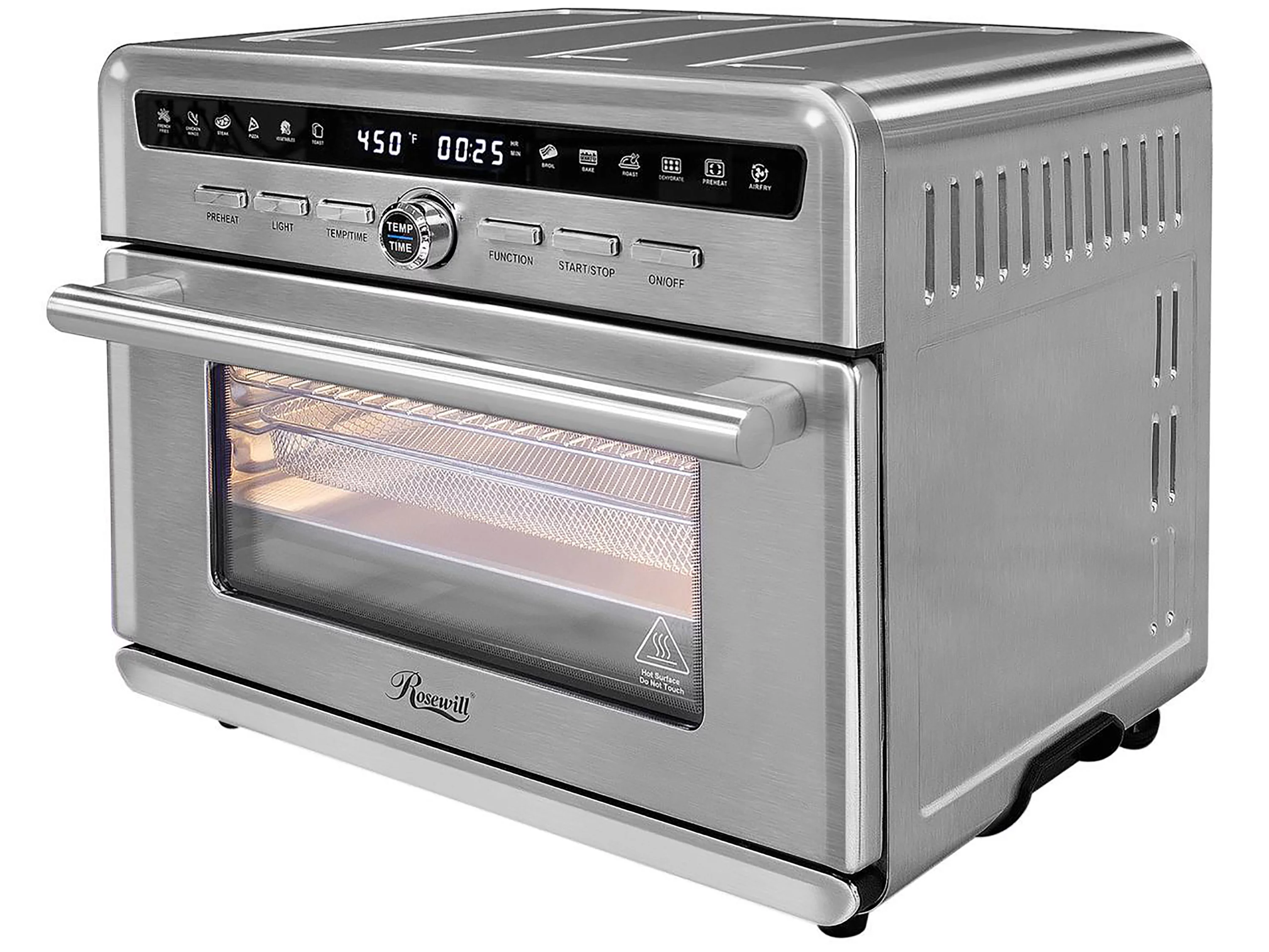 1800 W 4-Tray Stainless Steel Air Fryer Convection Toaster Oven with Large Transparent Window