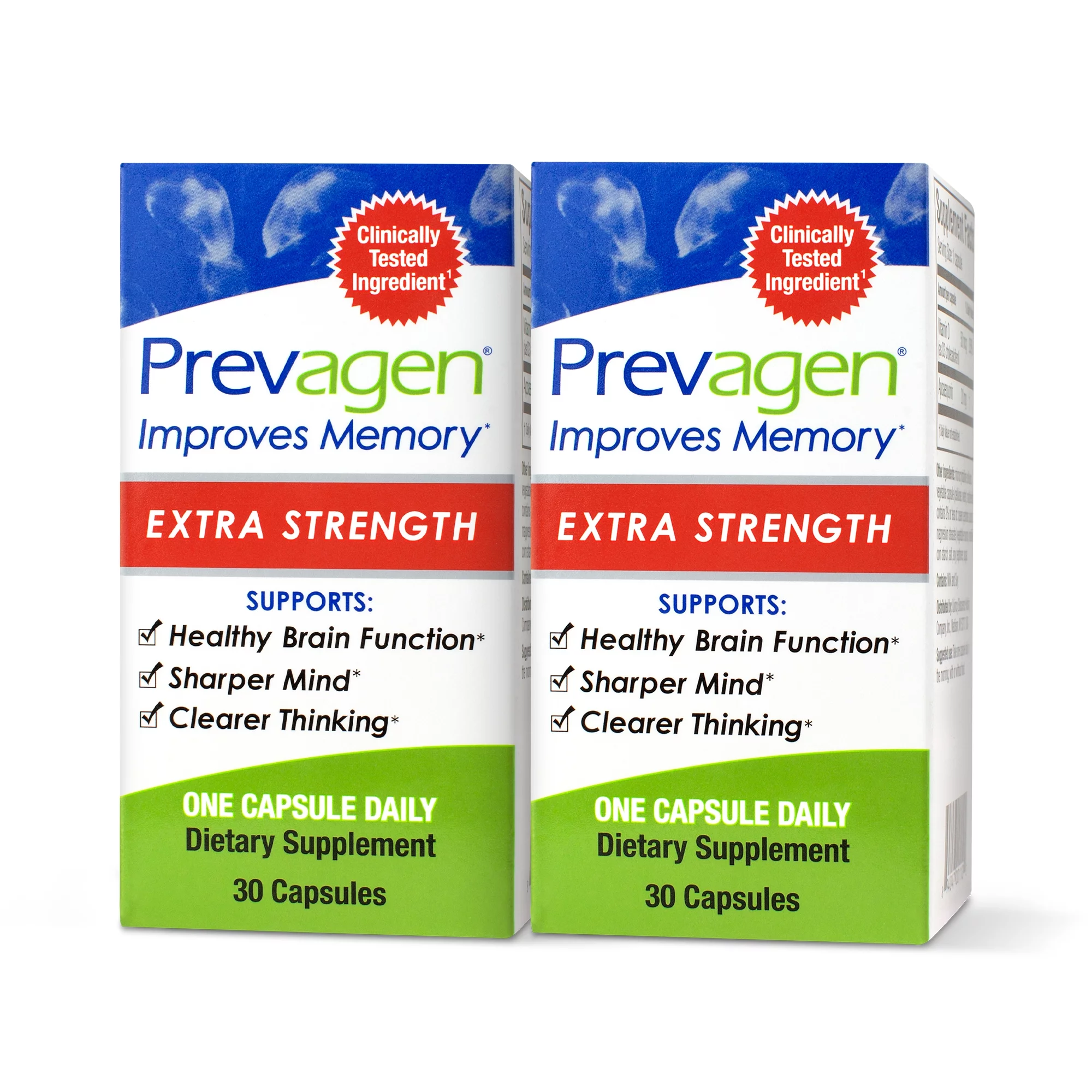 Prevagen Improves Memory - Extra Strength 20mg, 30 Capsules |2 Pack| with Apoaequorin & Vitamin D | Brain Supplement for Better Brain Health, Supports Healthy Brain Function and Clarity